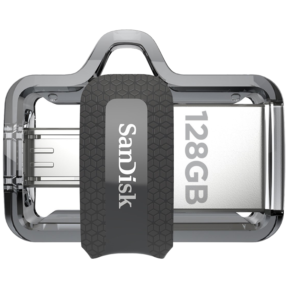 SanDisk Ultra Dual Drive m3.0 128GB USB 3.0 (Type-A), Micro USB (Type-B) Flash Drive (Retractable Design, SDDD3-128G-I35, Silver)