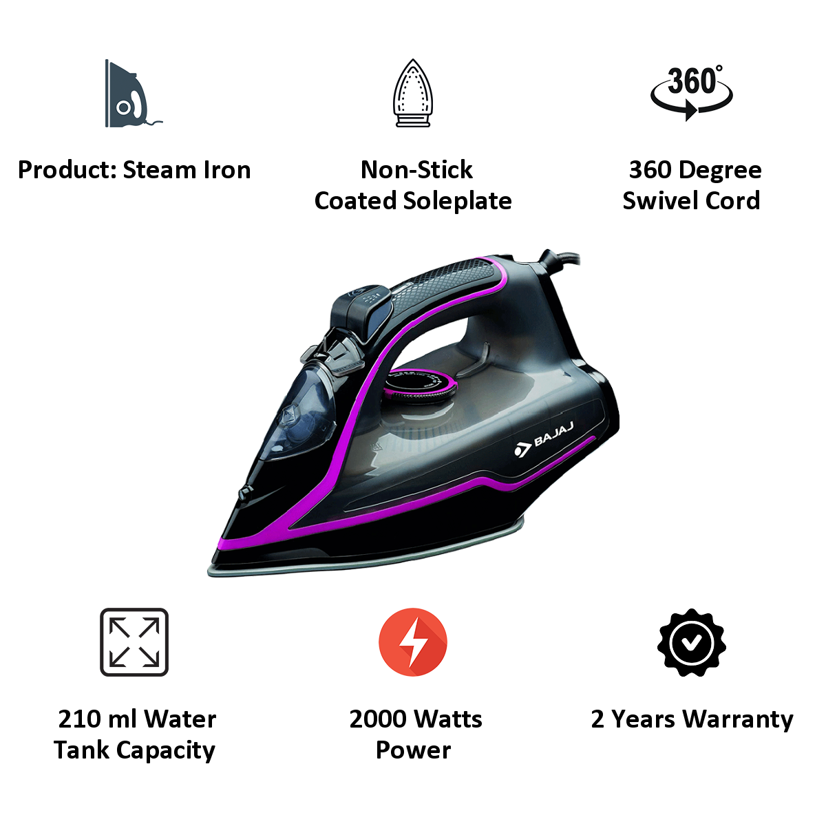 bajaj mx35n steam iron