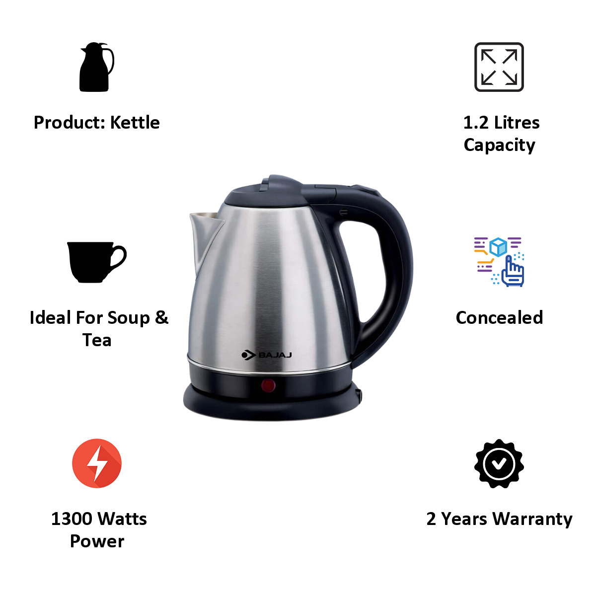 bajaj kettle 1.2 l