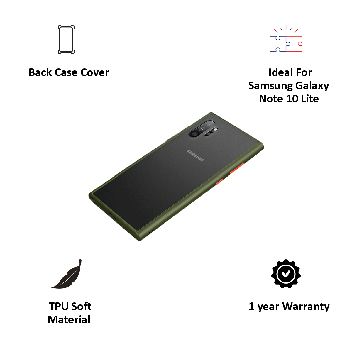 Inbase Duplex Polycarbonate with Soft TPU Leather Back Case Cover for Samsung Galaxy Note 10 Lite (Black)_2