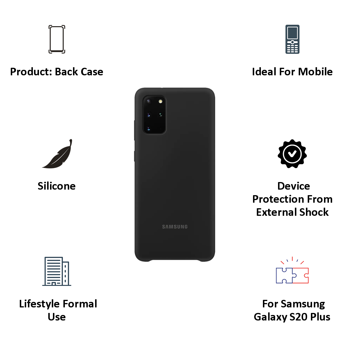 Galaxy S20 plus 5G Silicone cover Black Mobile Accessories - EF-PG985TBEGUS