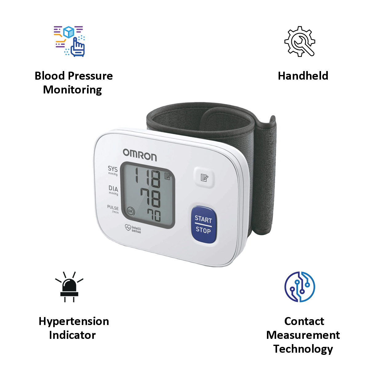 Omron Fully Automatic Digital Wrist Blood Pressure Monitor (Intellisense Technology, HEM-6161, White)_4