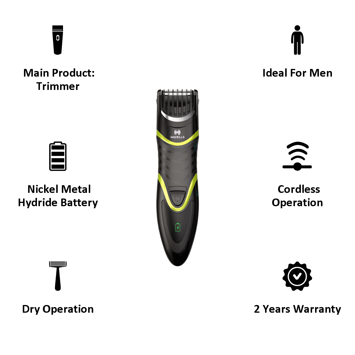Havells Usb Quick Charge Dry Trimmer (BT9003, Black)_4