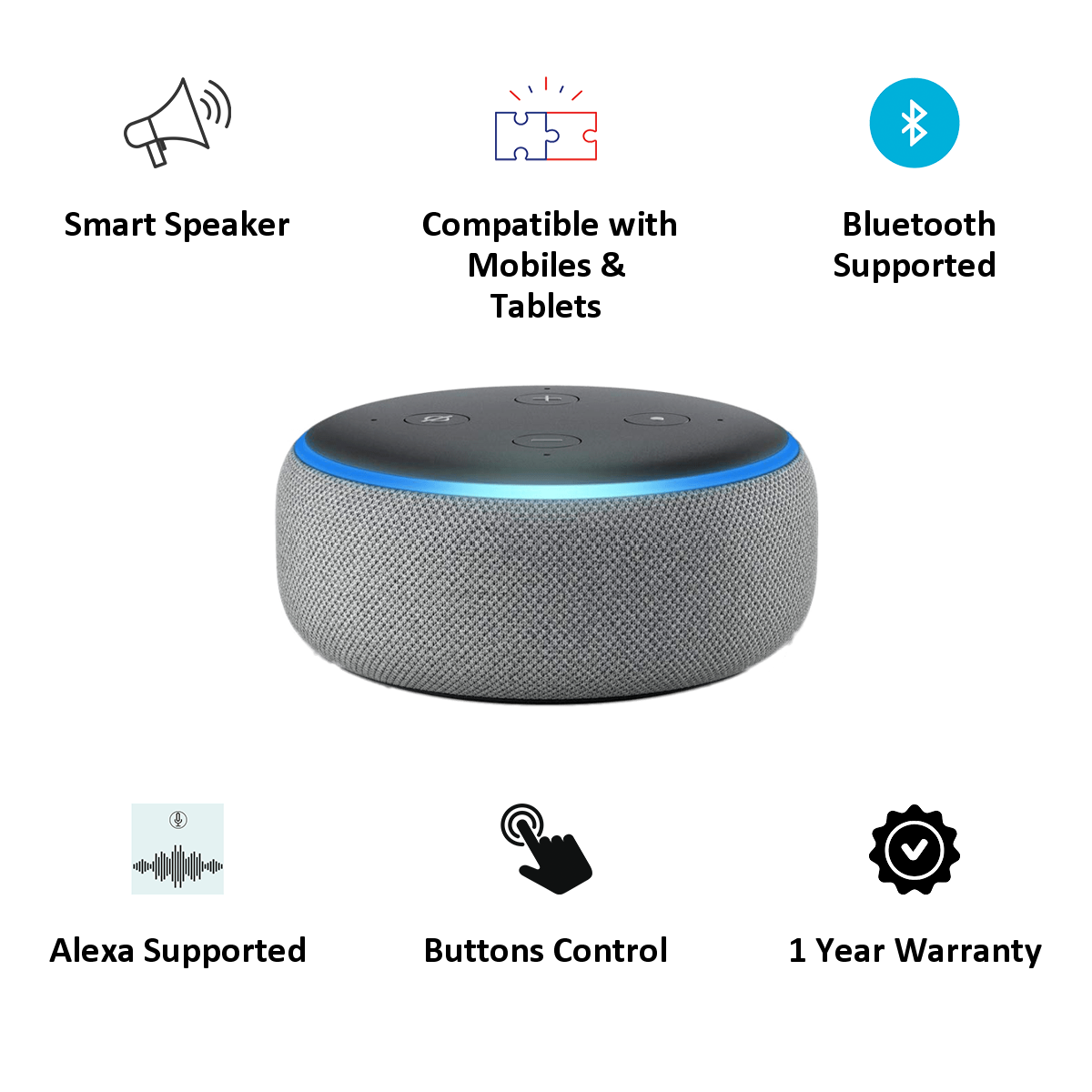 Amazon Echo Dot 3rd Generation Smart Speaker (B07PKXJN7J, Grey)_3