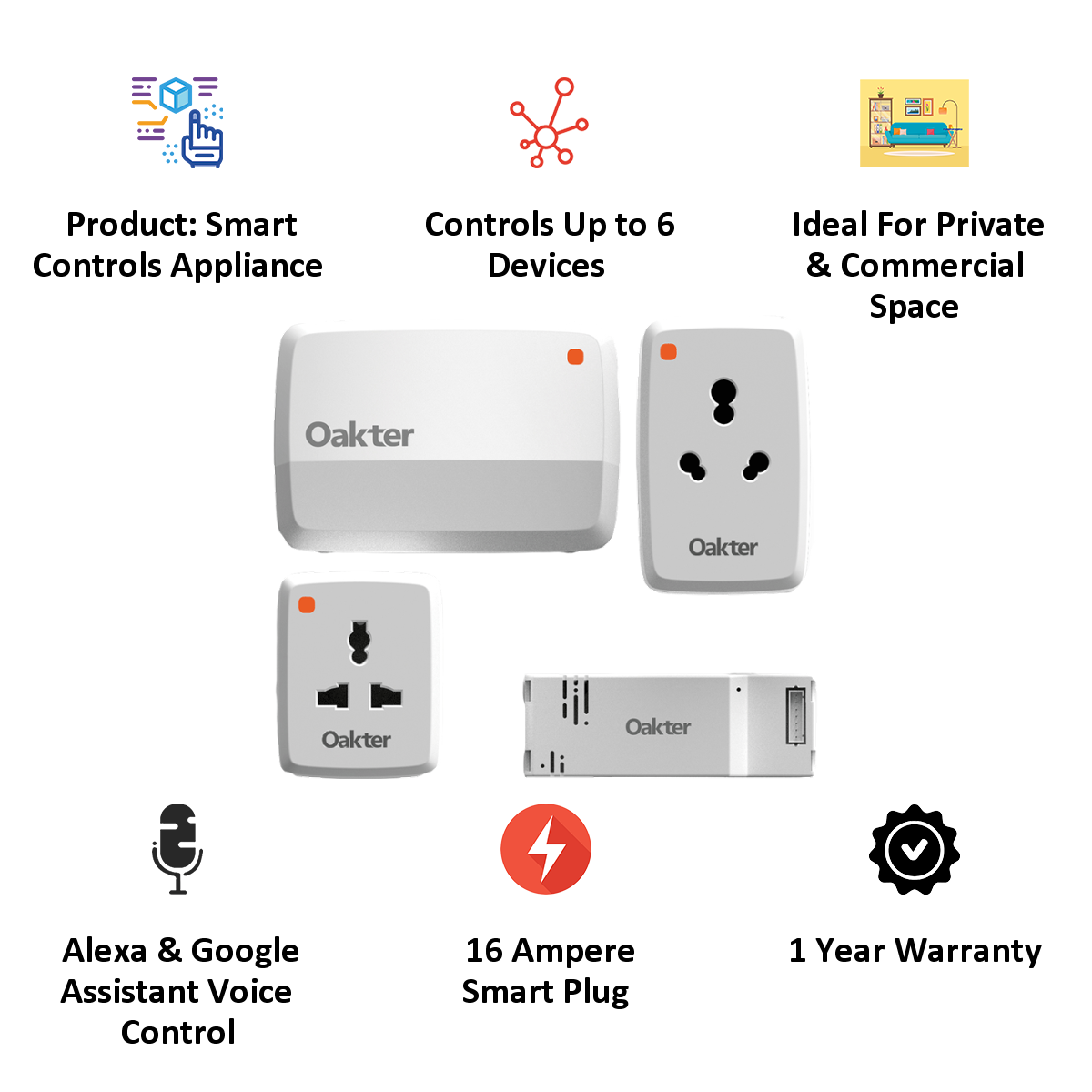 OakPlug Plus Wi-Fi Smart Plug for High and Low Power Appliances