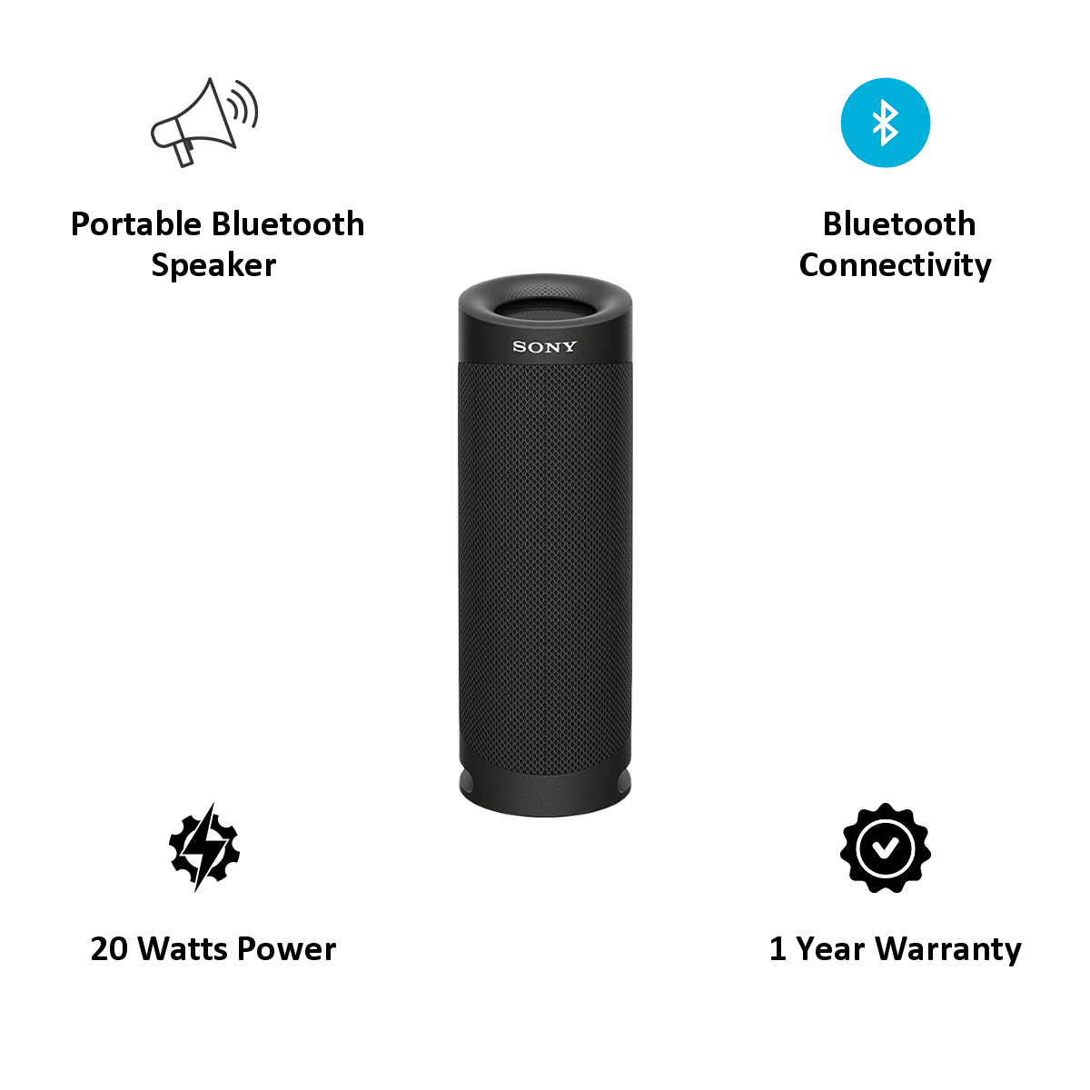 Sony XB23 20 Watt Portable Bluetooth Speaker (Extra Bass, SRS-XB23, Black)_3