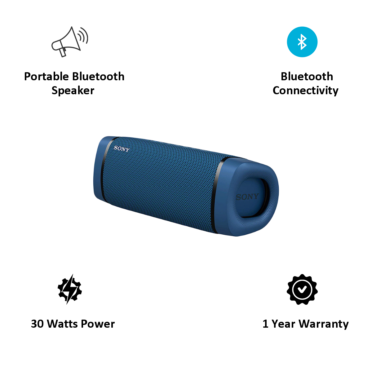 Sony XB33 30 Watt Portable Bluetooth Speaker (Extra Bass, SRS-XB33, Blue)_3