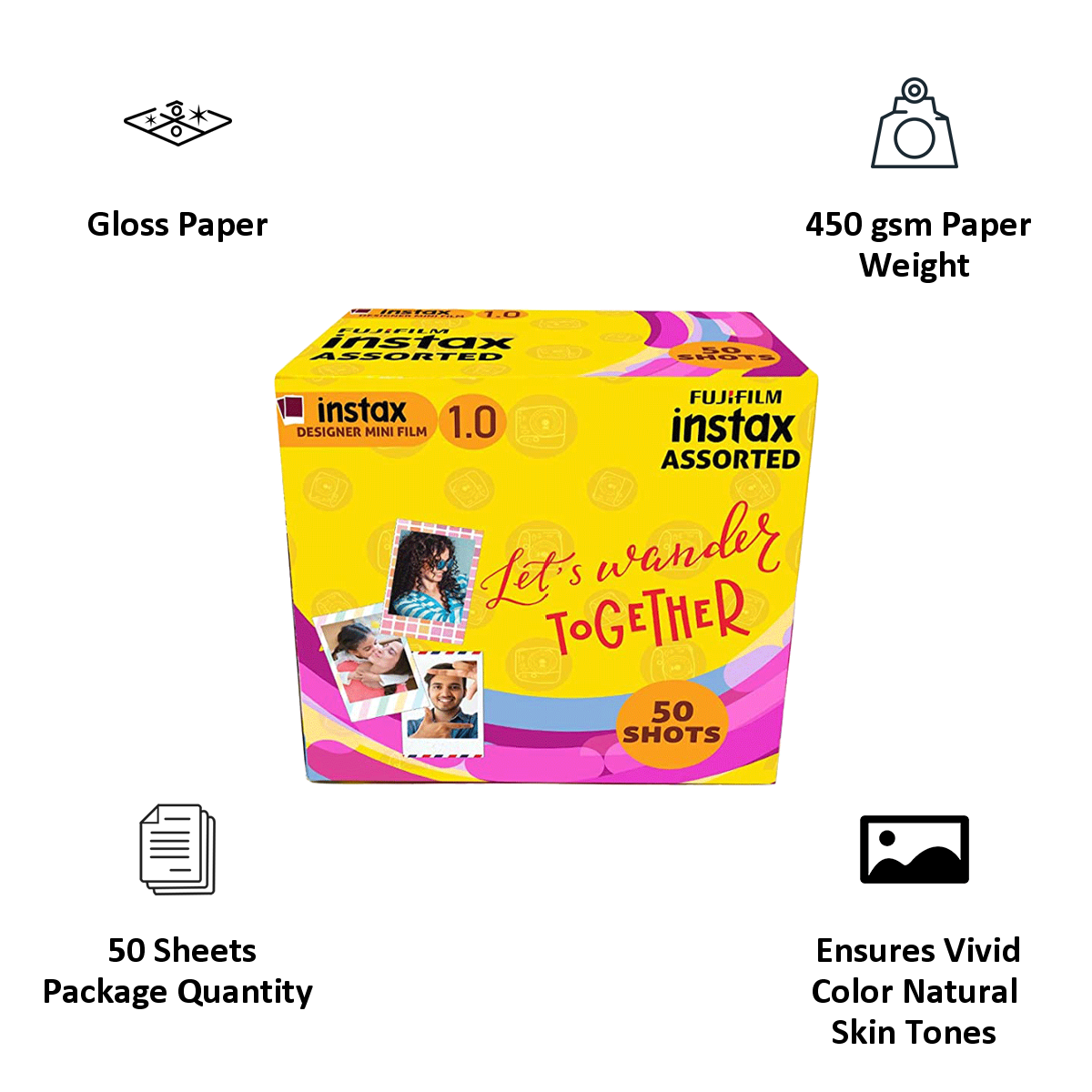 Buy Fujifilm Instax Wide Film Sheet (54 x 86 mm) Gloss Paper (20 Shots,  16385995, White) Online - Croma
