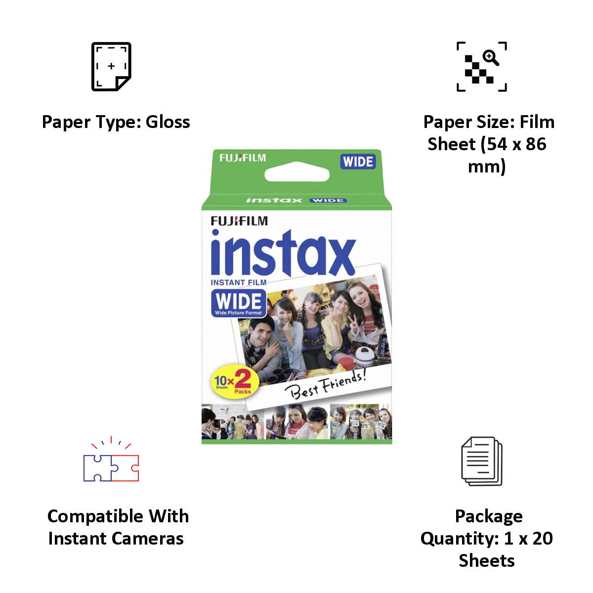 Instax wide film - 20 sheets per pack