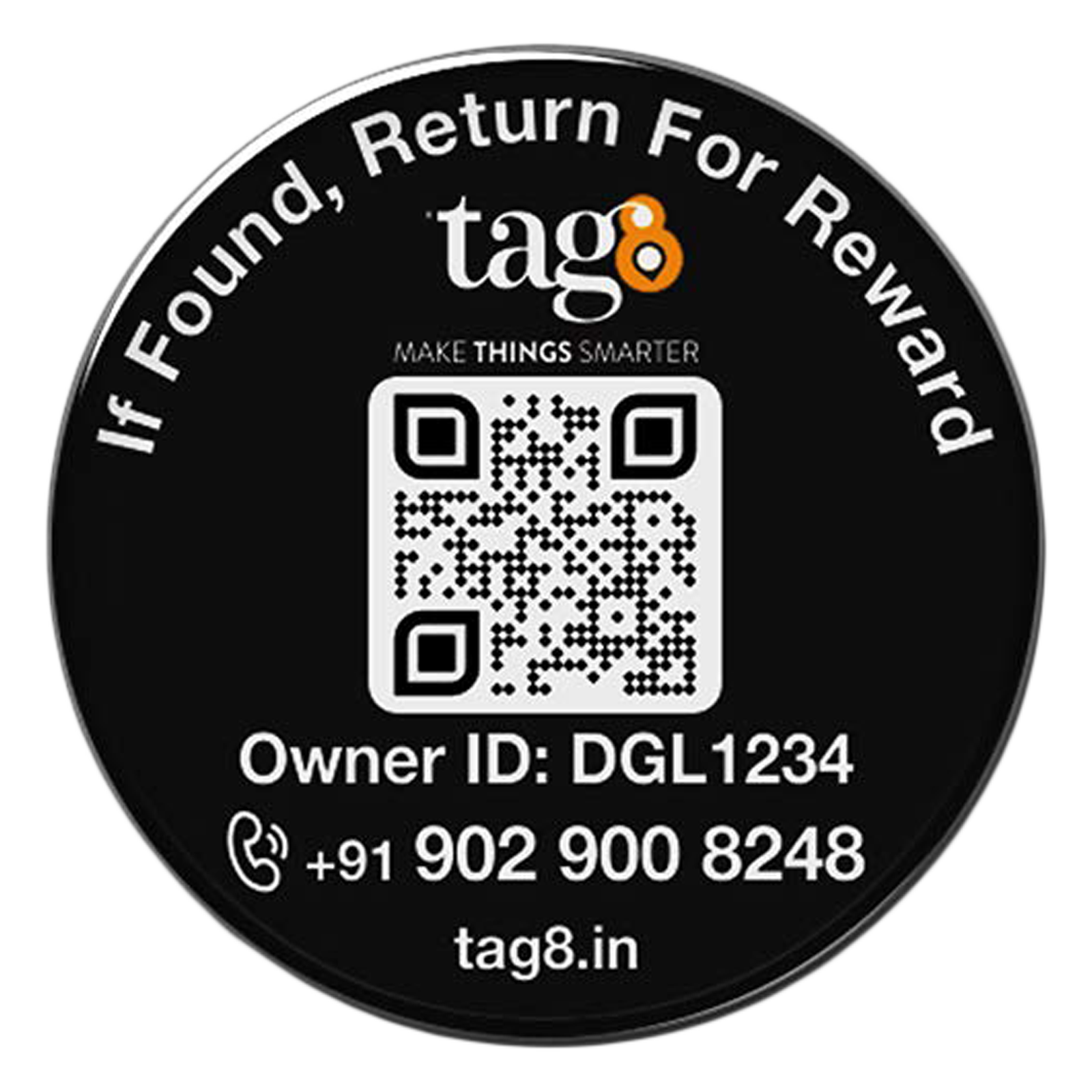 

tag8 Digital Phone Recovery Tag (AI Enabled, 800020, Black)