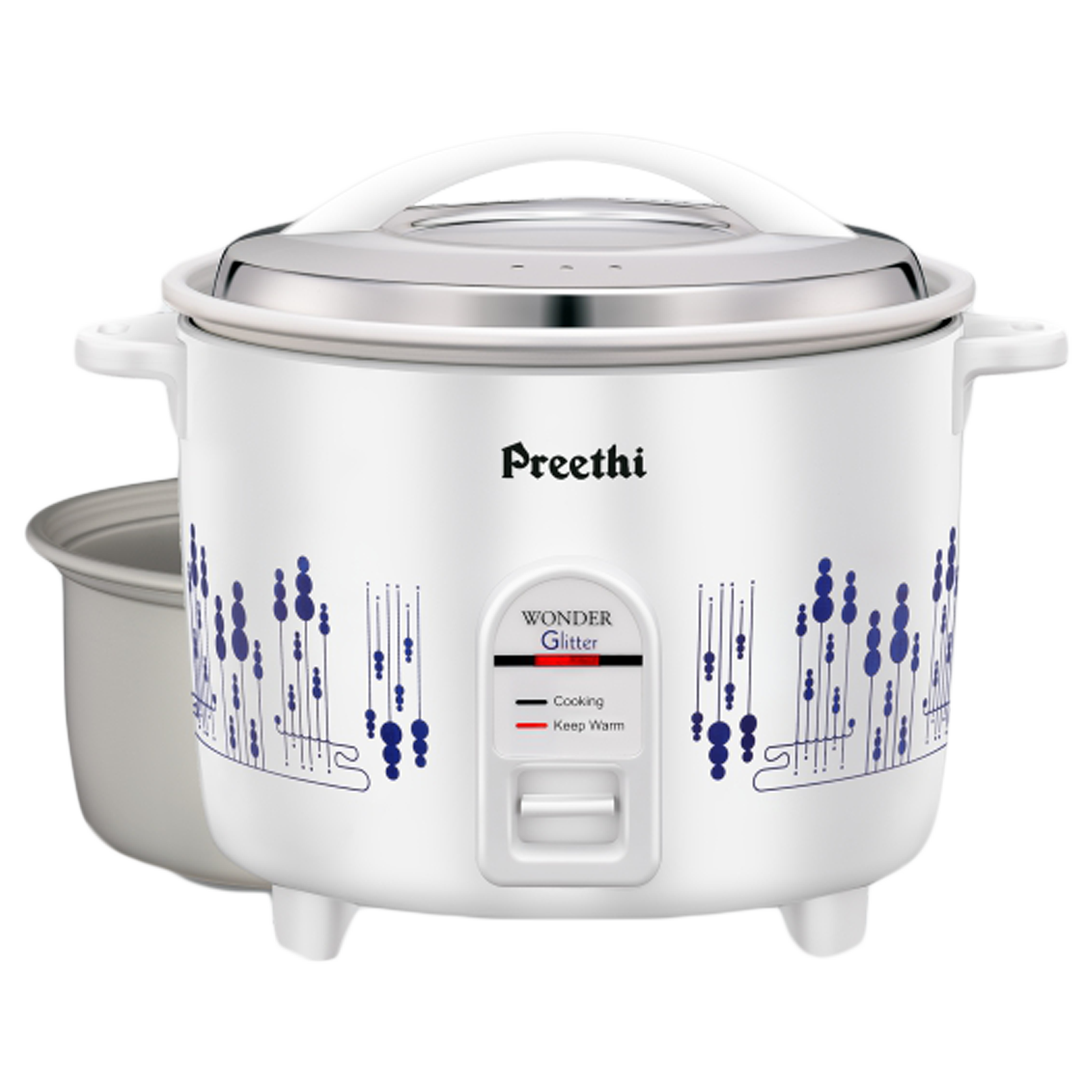 Preethi Glitter 2.2 Litres Electric Rice Cooker (Anodized Aluminium Pan, RC326 DP, White)
