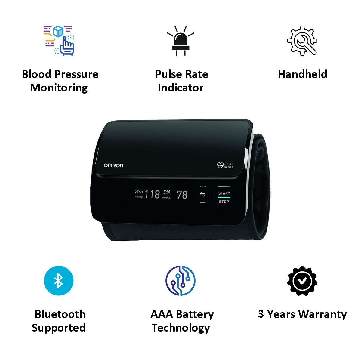 Omron Smart Elite Plus Fully Automatic Digital Blood Pressure Monitor (Intellisense Technology, HEM-7600T, Black)_3