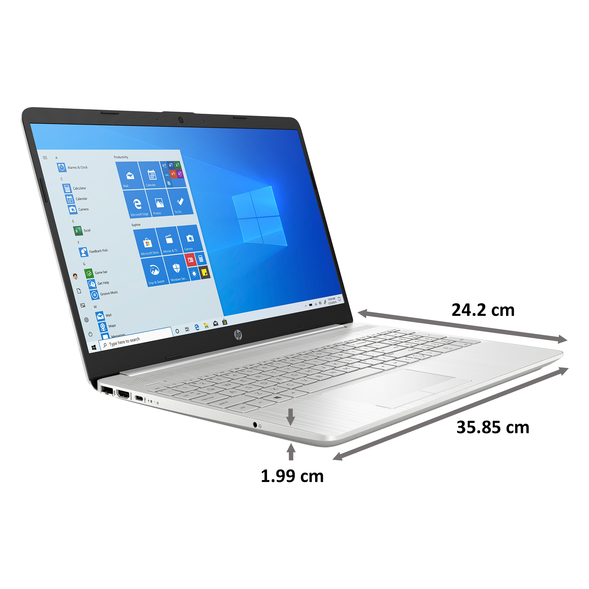 HP 15s-gr0012AU (35K35PA#ACJ) Ryzen 3 Windows 10 Home Single Language Thin and Light Laptop (8GB RAM, 1TB HDD + 256GB SSD, AMD Radeon Graphics, MS Office, 39.62cm, Natural Silver)_2
