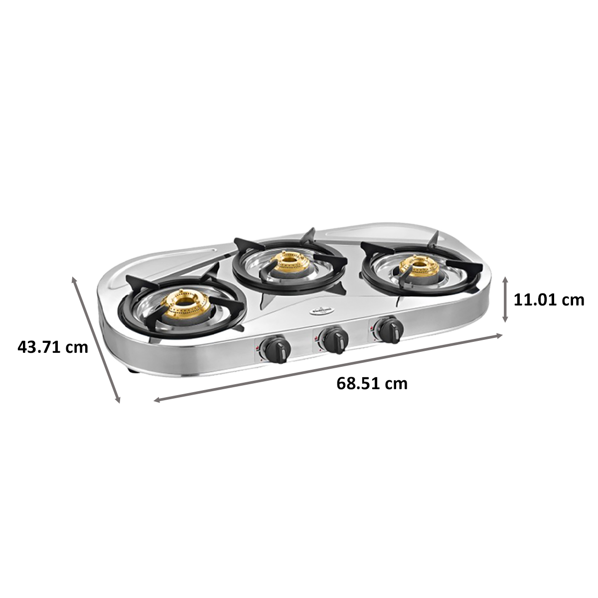 Sunflame Shakti Star 3 Burners Gas Stove (ISI Marked, Silver)_2