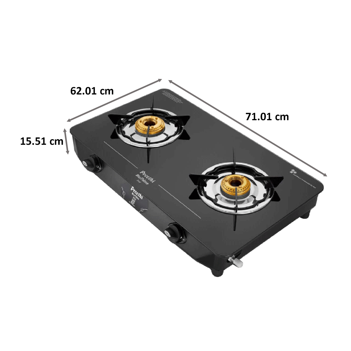 Preethi Zeal 2 Burner Glass Gas Stove (Triad Nozzle Connection, 2BZeal, Black)_2