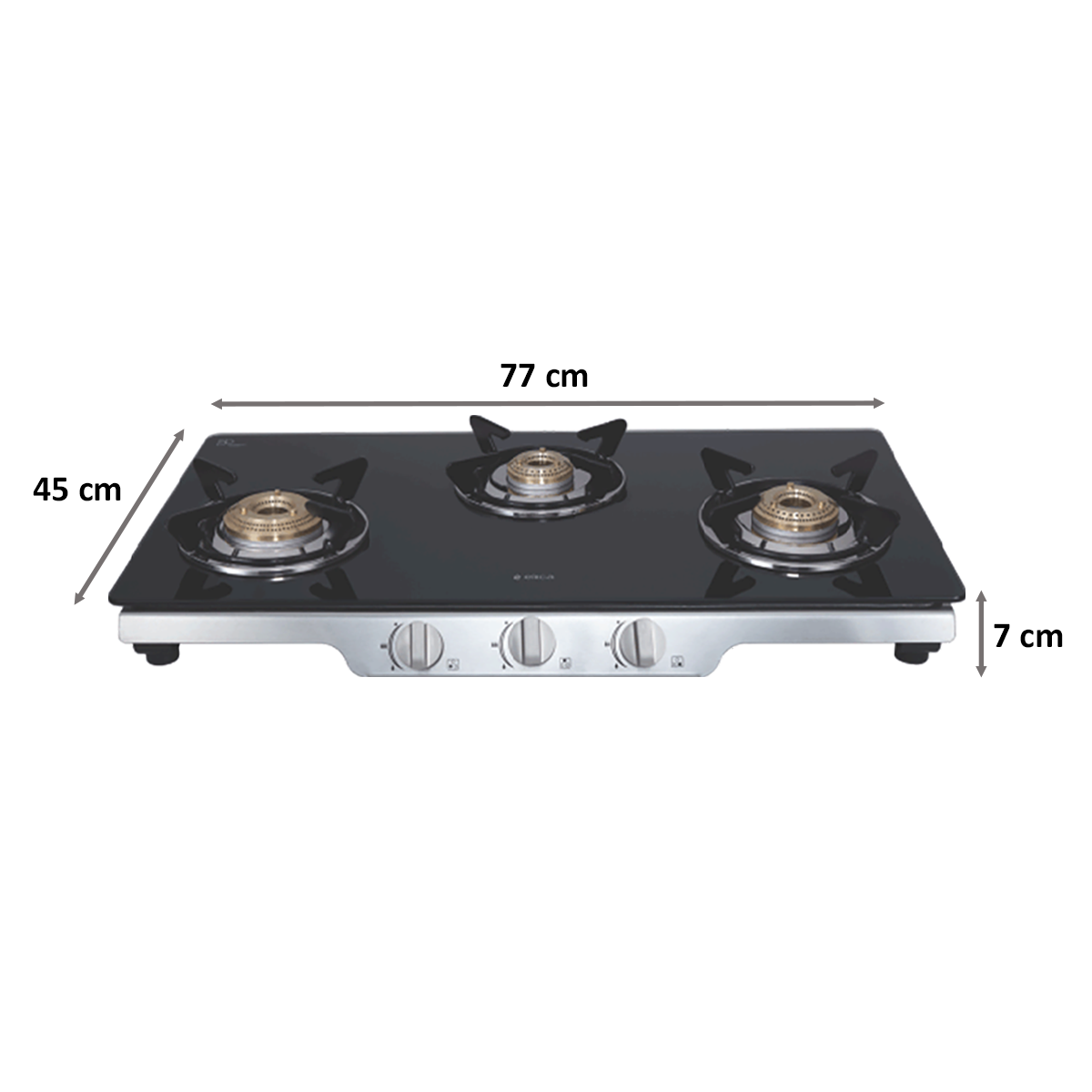 Elica 3 Burner Toughened Glass Gas Stove (Round Eurocoated Grids, Patio ICT DT 773 SS, Black)_2