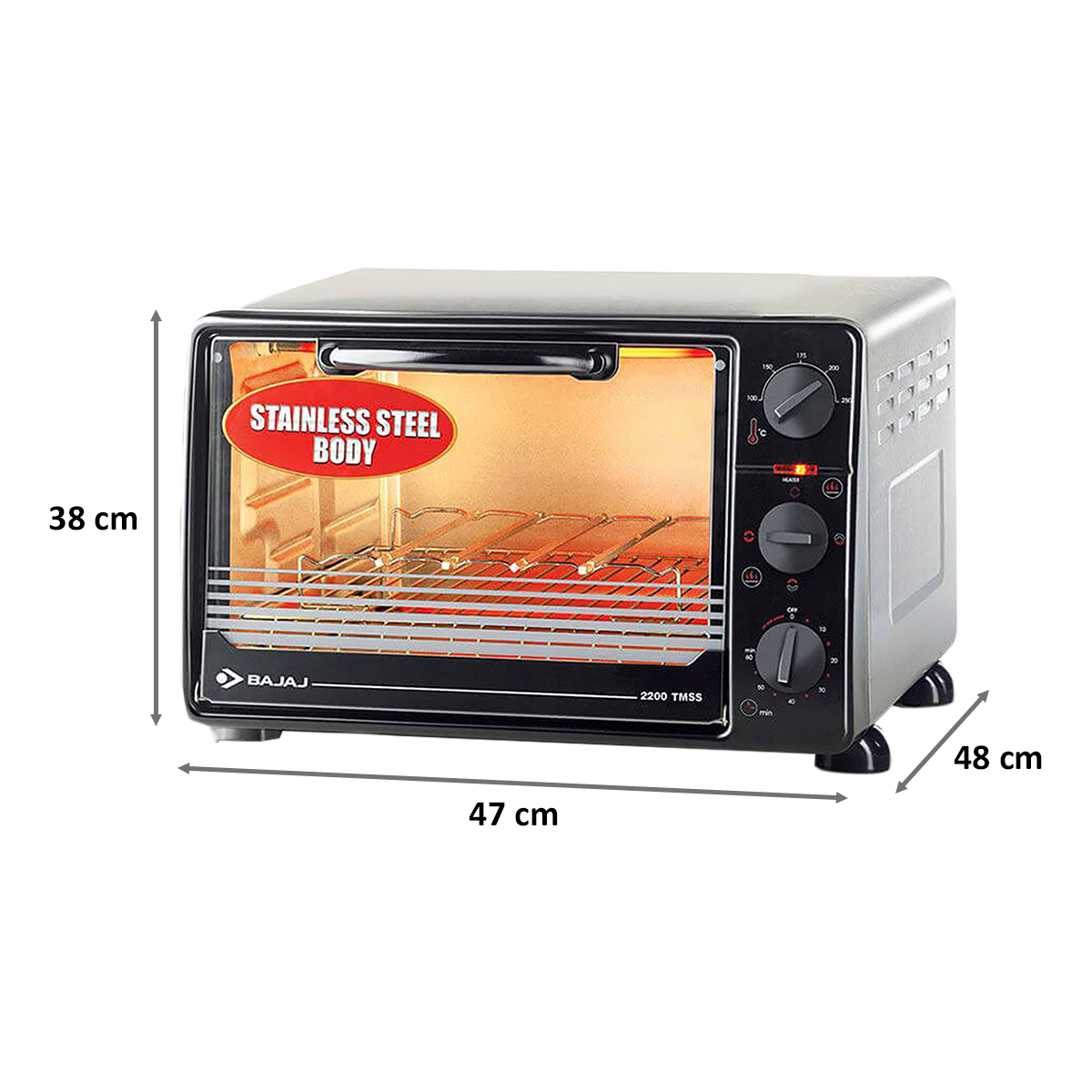 Bajaj 22 Litres 2200 TMSS Oven Toaster Griller (Black)_2