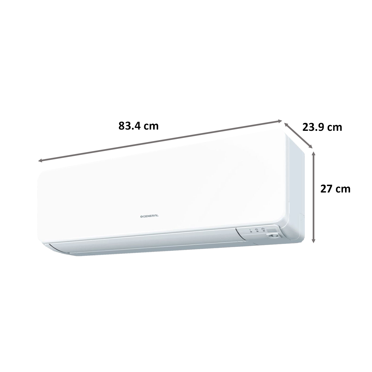 o general split ac 1.5 ton size in inches