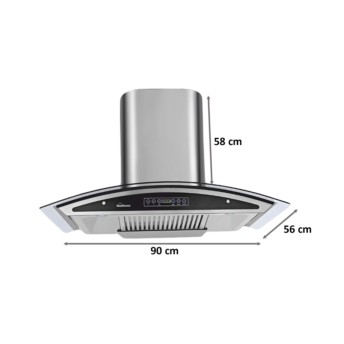 Sunflame Innova 90cm Baffle Filter Wall Mount Chimney (8183, Silver)_2