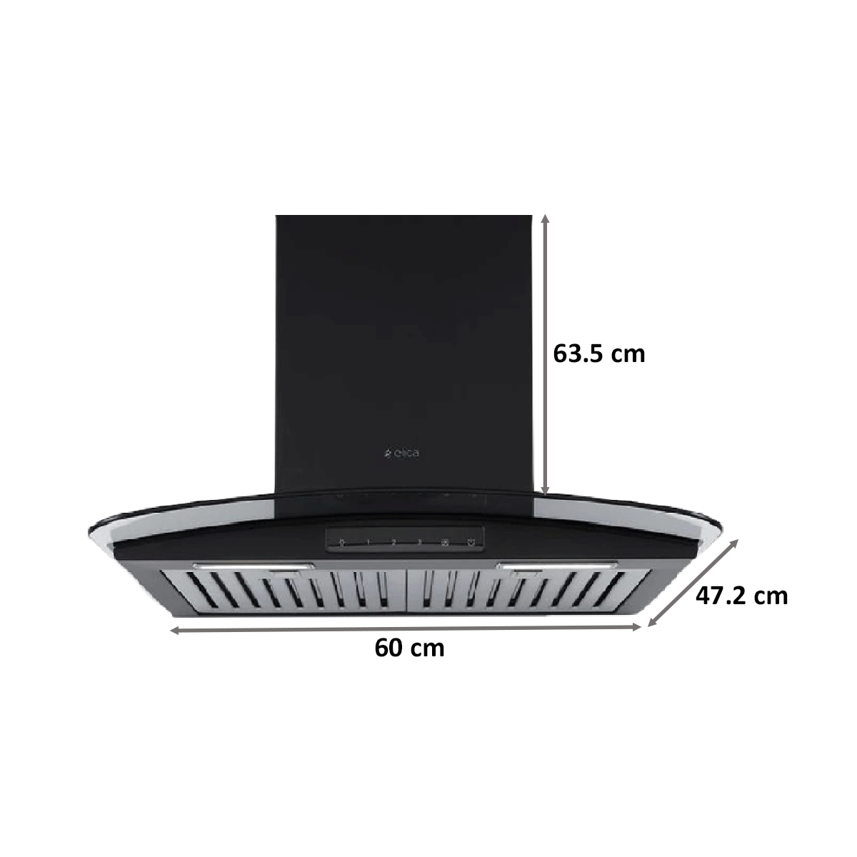 elica chimney glace tf trim t4v led nero