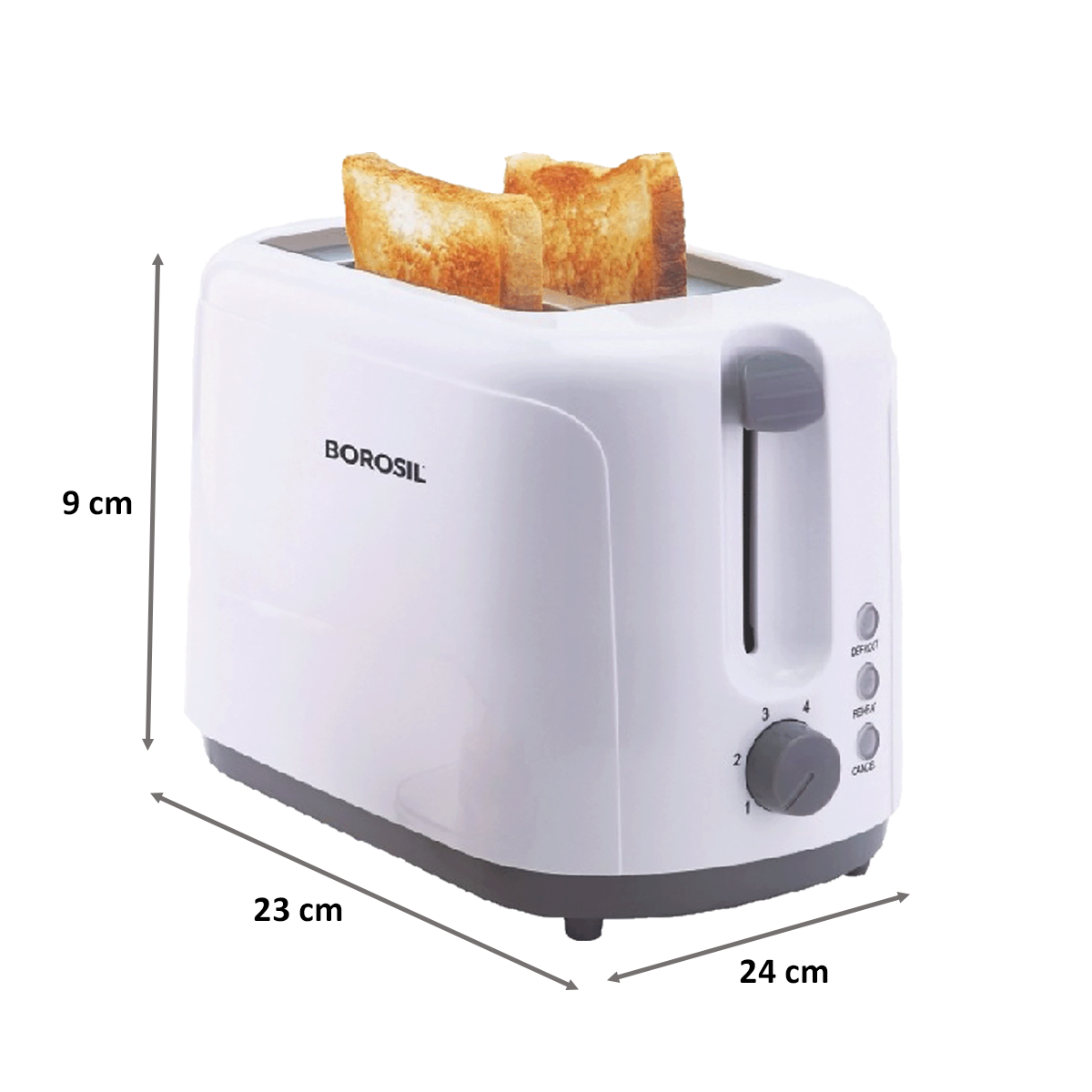Borosil Krispy 750 Watt 2 Slice Automatic Pop-up Toaster (Anti-skid Feet, BT0750WPW11, White)_2