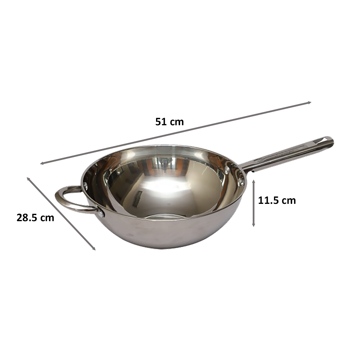 Sabichi Essential Stainless Steel Kadhai/Wok (2.5 litre, 26cm diameter, 93806-I, Silver)_2