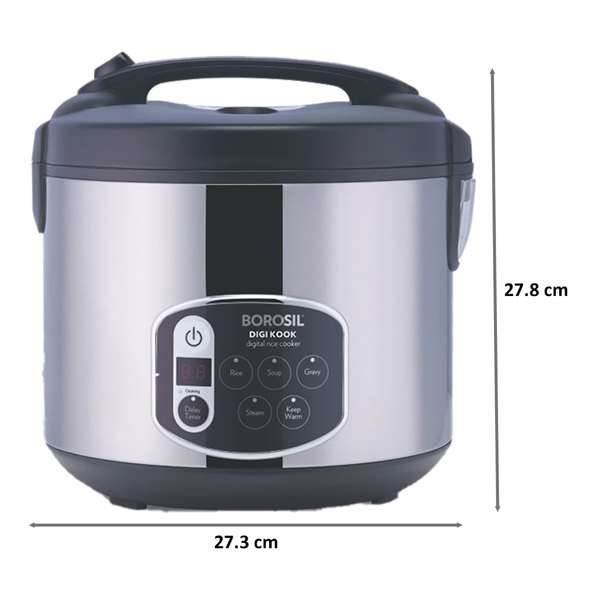 Buy Borosil Digikook 1.8 Litres 650 Watts Rice Cooker and Steamer ...