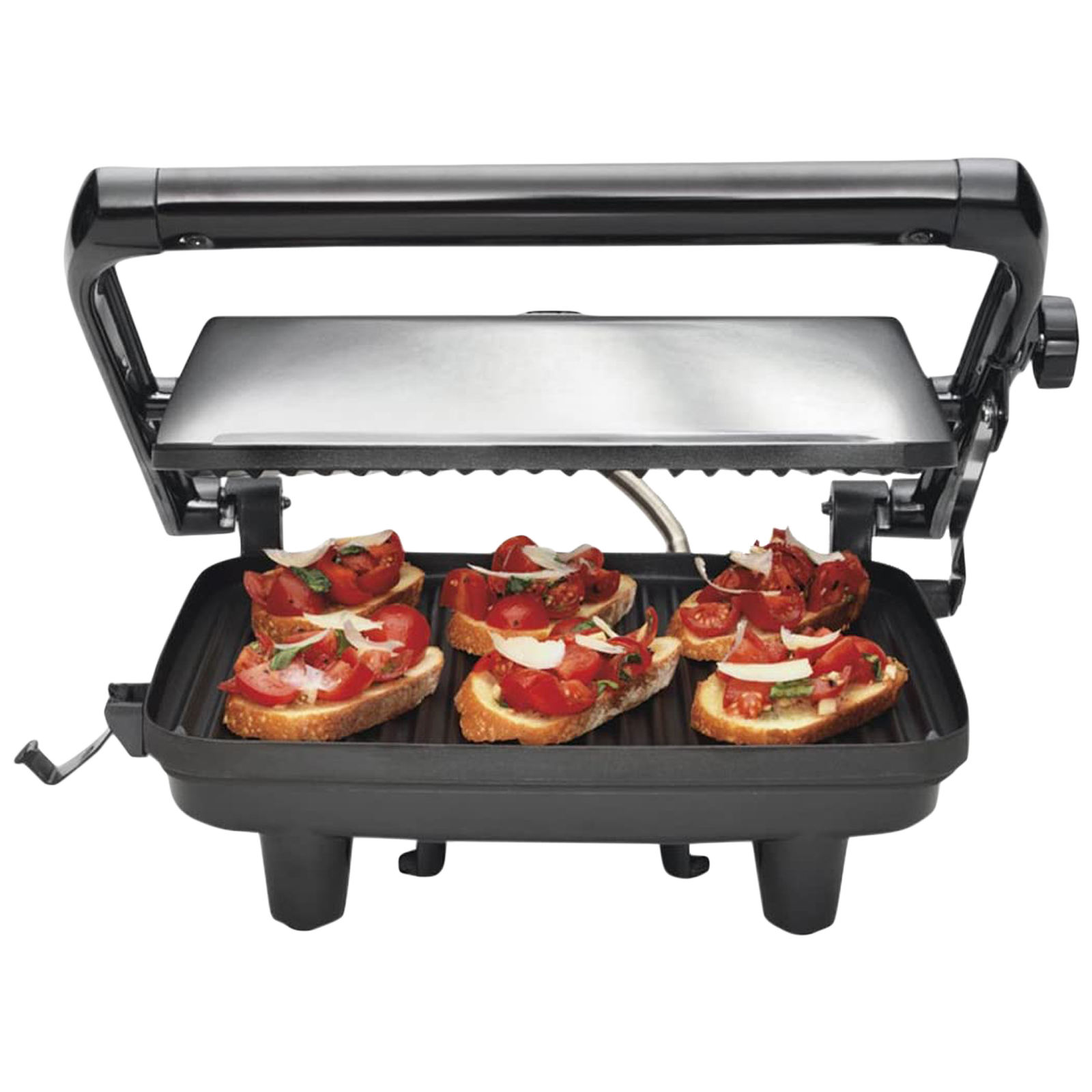 

Hamilton Beach 1400 Watts 4 Slices Automatic Grilling Sandwich Maker (25460-IN, Black), No color