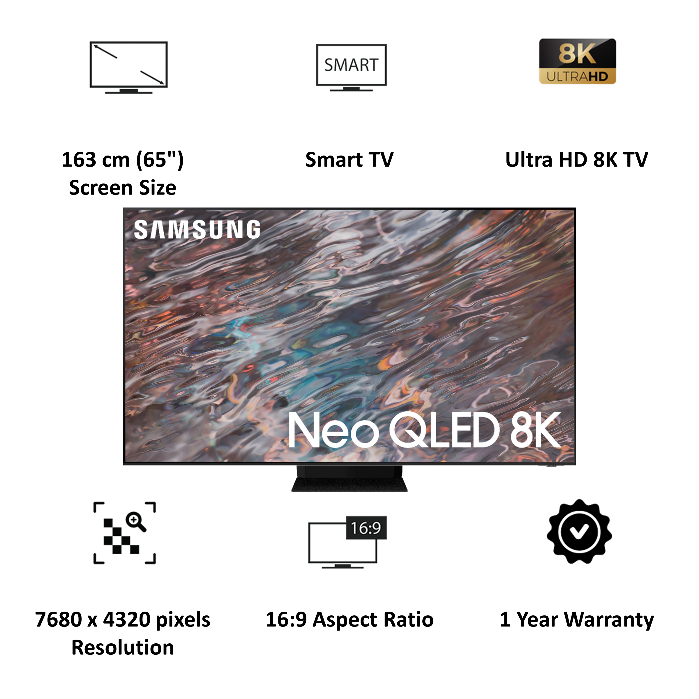 Samsung 8 Series 163cm (65 Inch) Ultra HD 8K QLED Smart TV (Quantum Matrix Technology Pro, QA65QN800AKXXL, Stainless Steel)_3