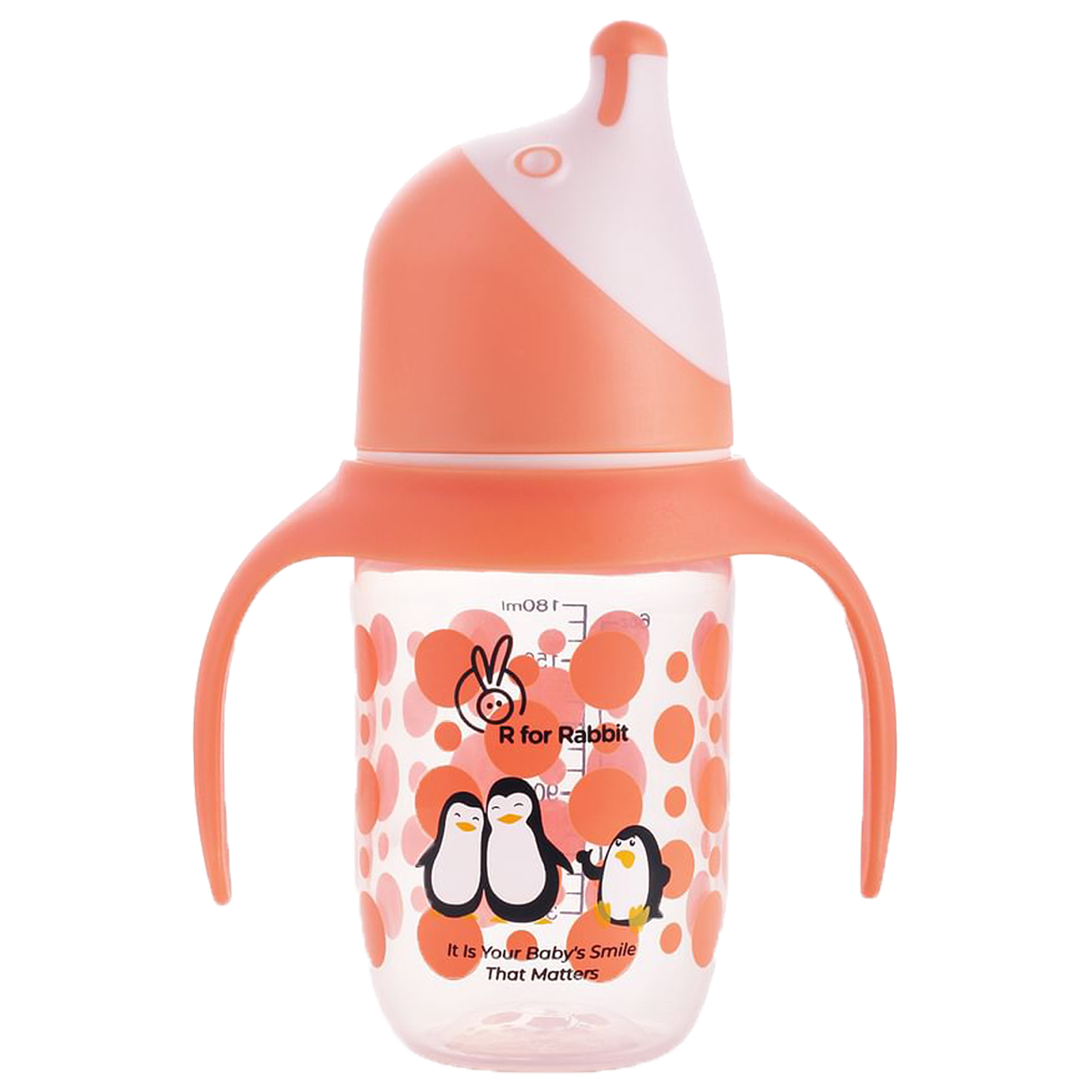 R for Rabbit Penguin Spout 180ml Baby Feeding Bottle (Anti Spill Hygienic Soft Silicone Spout, SSPGO01, Orange)_1