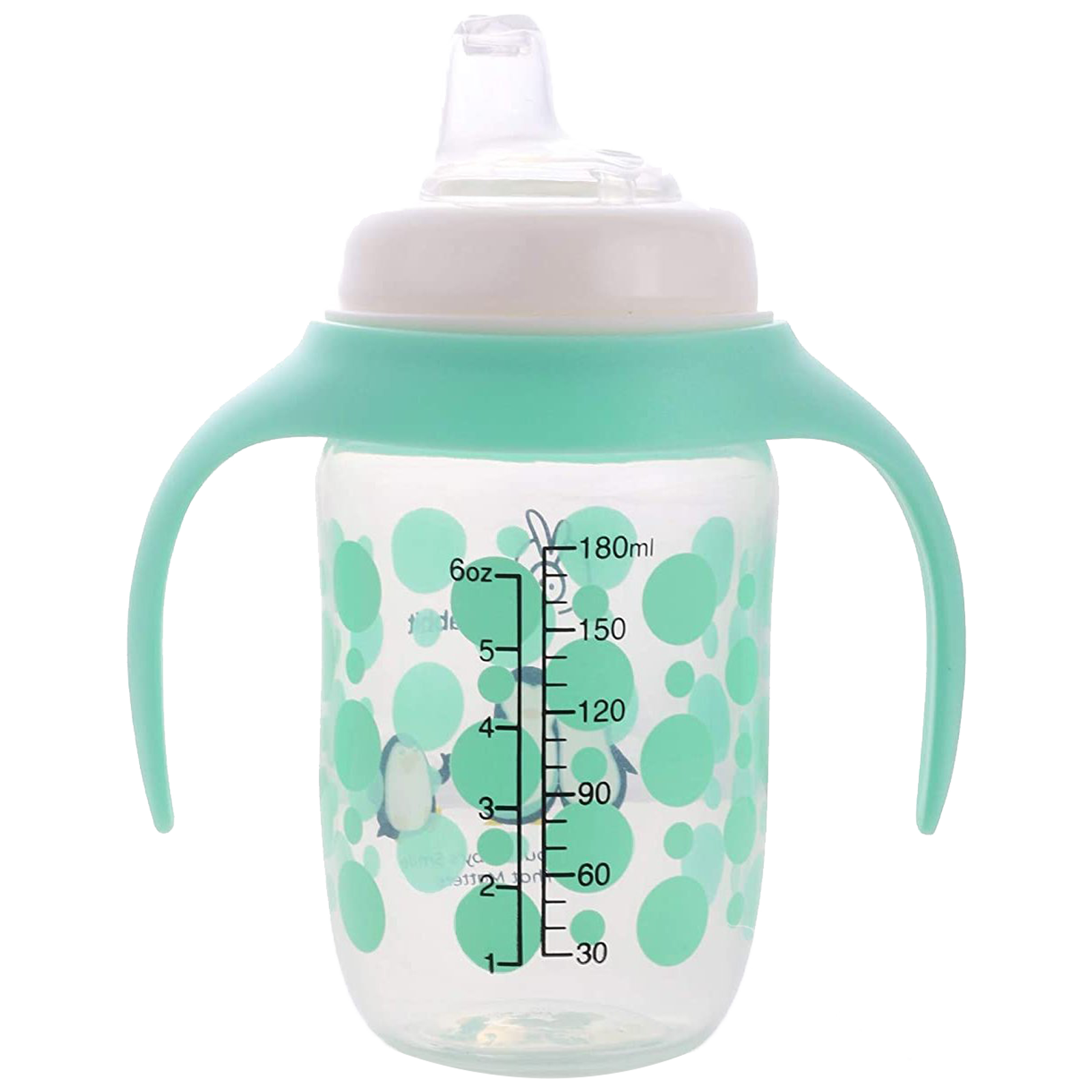 R for Rabbit Penguin Spout 180ml Baby Feeding Bottle (Anti Spill Hygienic Soft Silicone Spout, SSPGG01, Green)_1