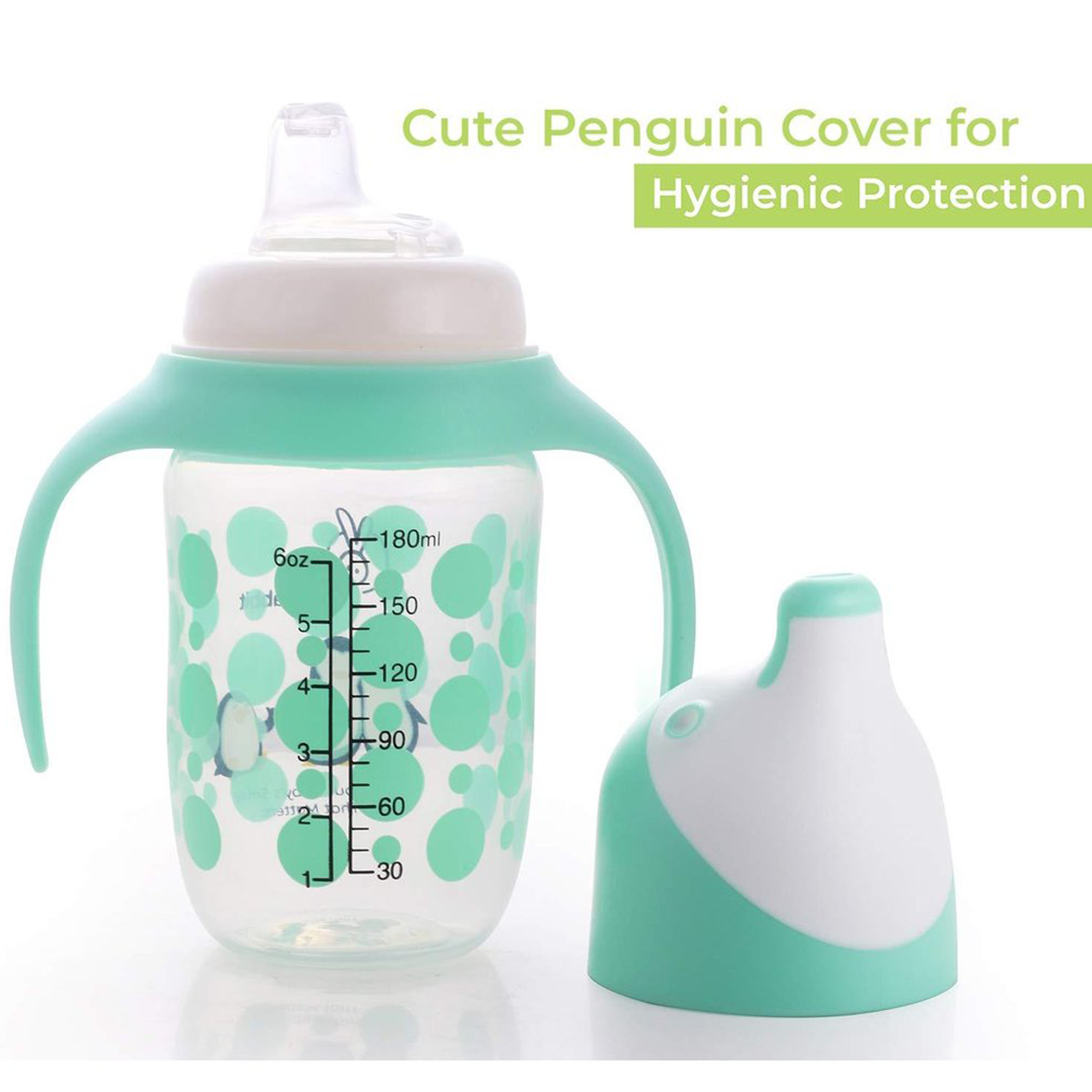R for Rabbit Penguin Spout 180ml Baby Feeding Bottle (Anti Spill Hygienic Soft Silicone Spout, SSPGG01, Green)_3