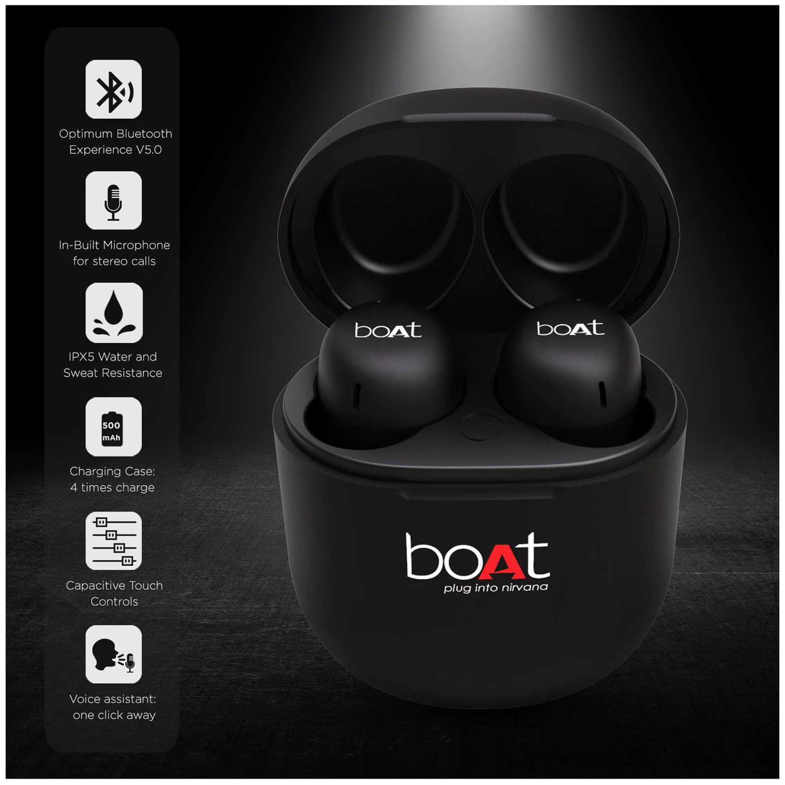 boat truly wireless airdopes 383 black