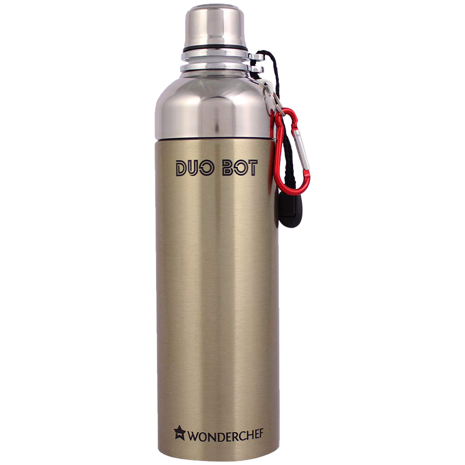 

Wonderchef Duo-Bot 1 Litre Stainless Steel Water Bottle (Spill and Leak Proof, 63153156, Gold), No color