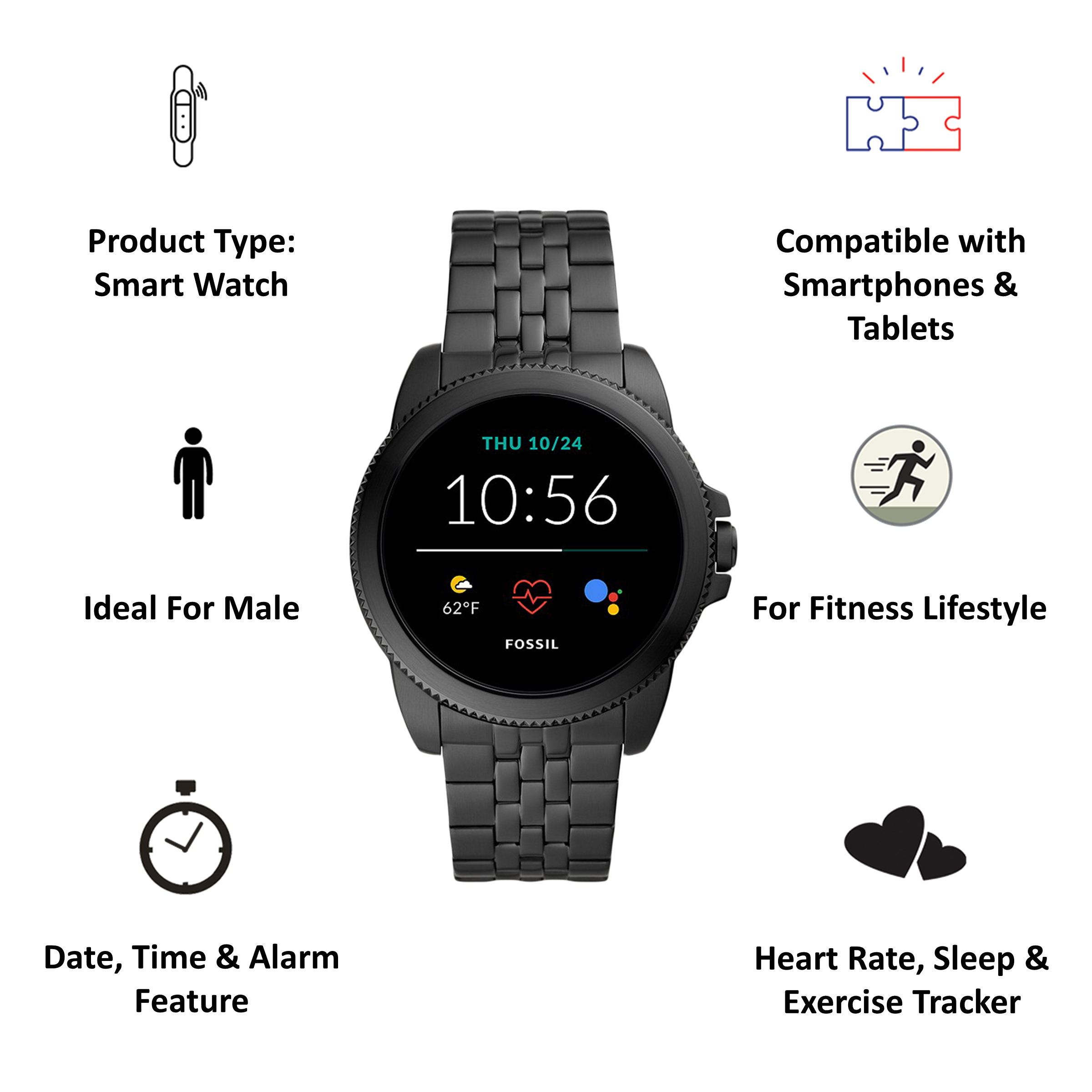 Buy Fossil Gen 5E Smart Watch (GPS, 44mm) (Water Resistance, FTW4056 ...