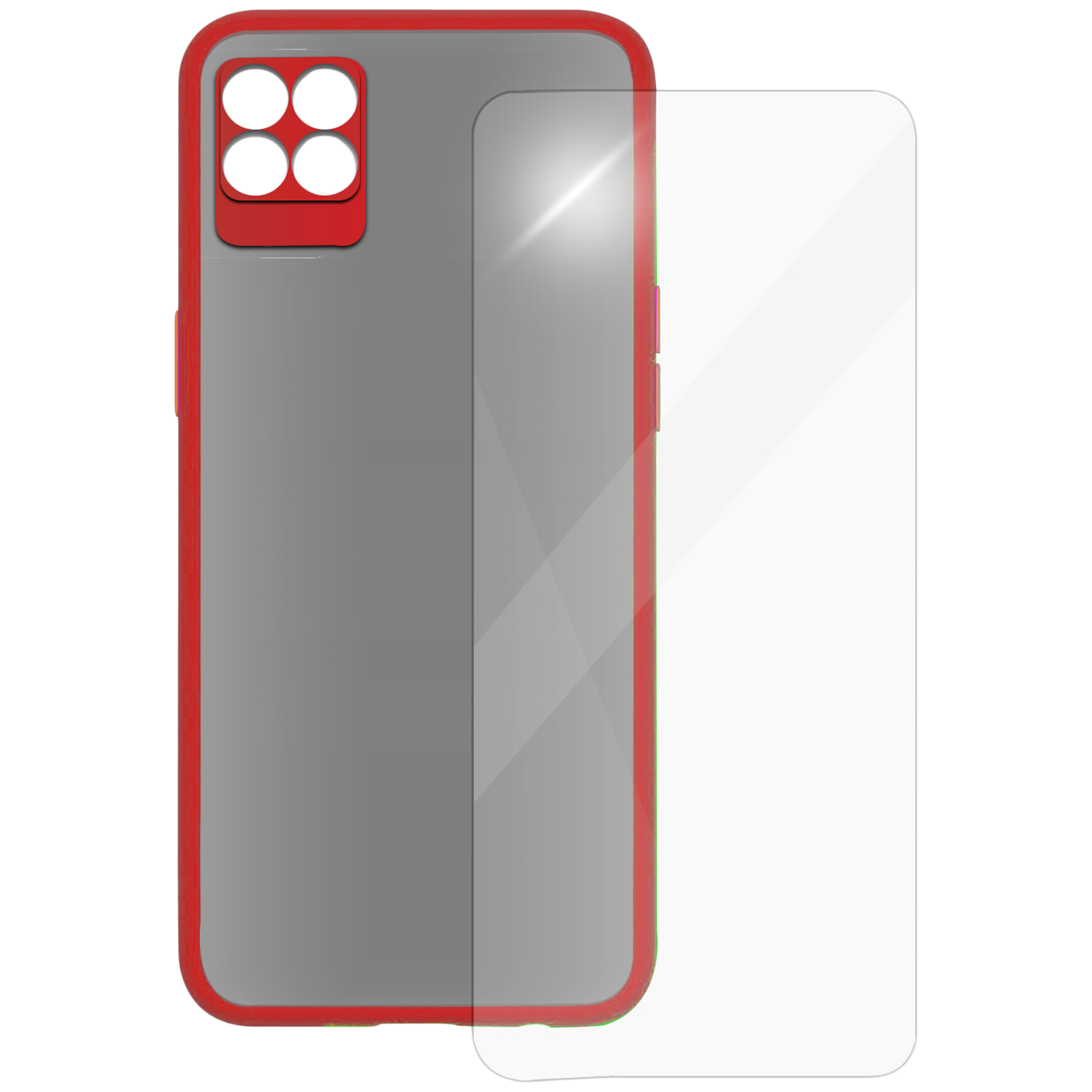 

Arrow Camera Duplex Back Case and Screen Protector Bundle For Realme 8 (Ultra Transparent Visibility, AR-1040, Red), No color