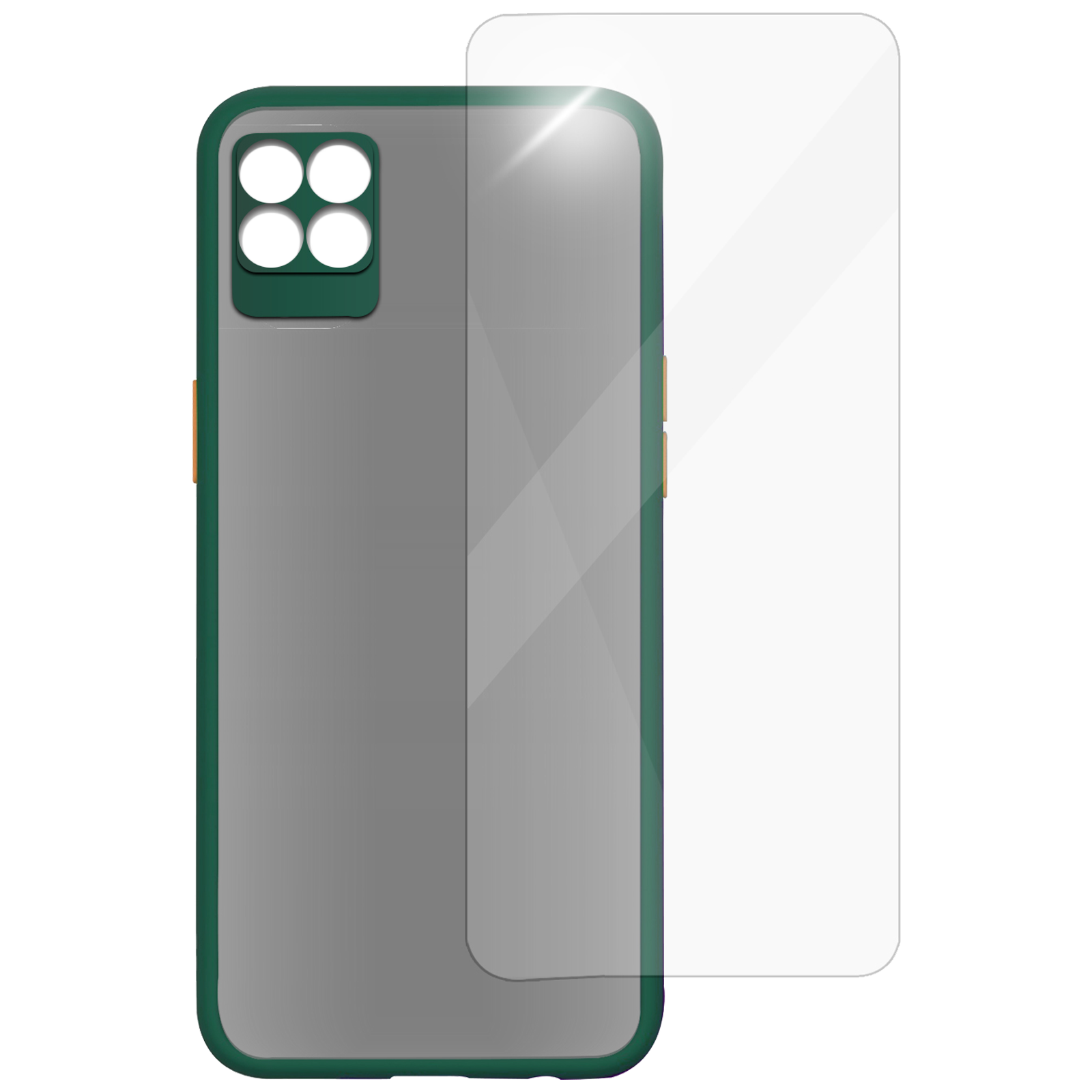 

Arrow Camera Duplex Back Case and Screen Protector Bundle For Realme 8 (Ultra Transparent Visibility, AR-1041, Dark Green), No color