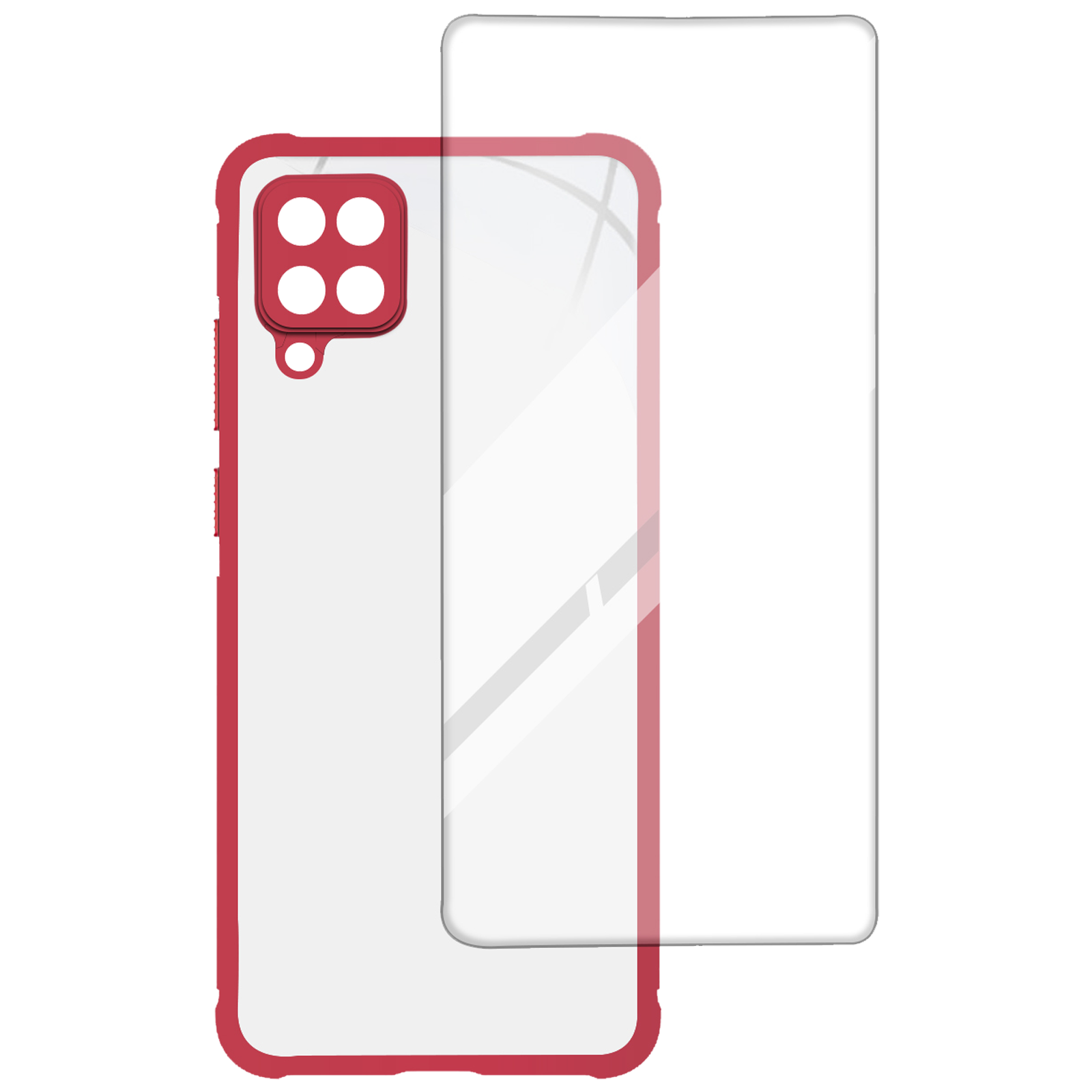

Arrow Hybrid Back Case and Screen Protector Bundle For Samsung Galaxy M12 (Ultra Transparent Visibility, AR-980, Red), No color