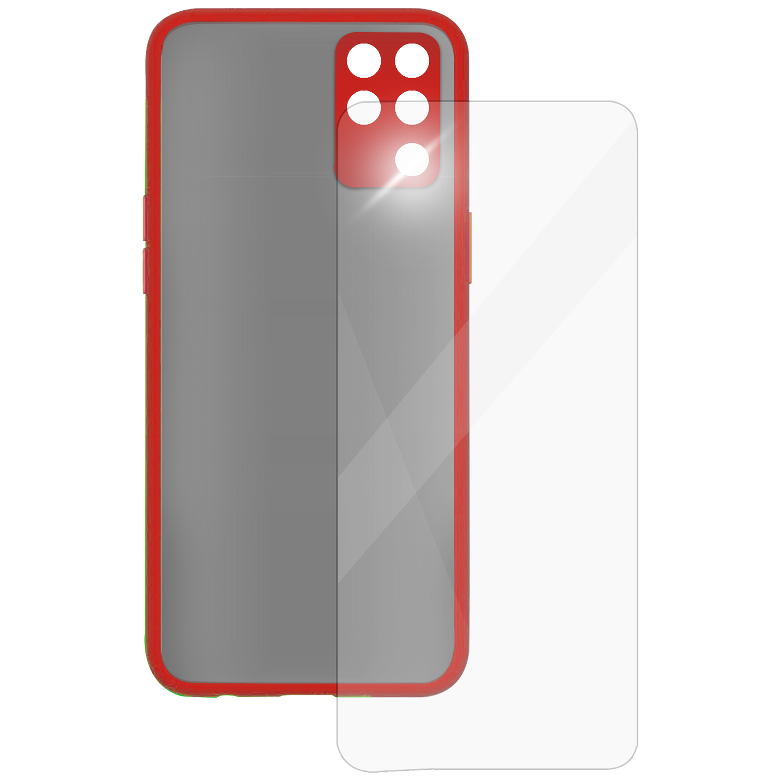 Arrow Camera Duplex Back Case and Screen Protector Bundle For Oppo F19 Pro (Ultra Transparent Visibility, AR-985, Red)_2