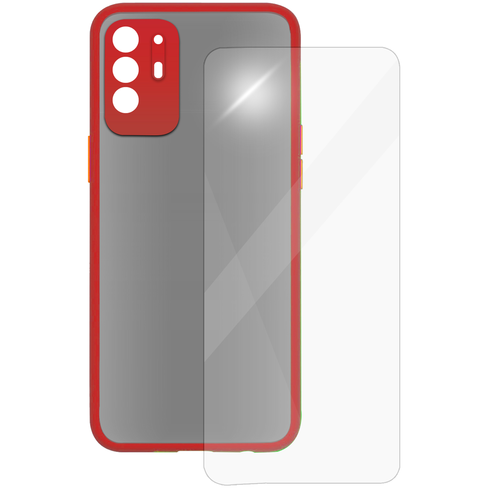Arrow Camera Duplex Back Case and Screen Protector Bundle For Oppo F19 Pro+ (Ultra Transparent Visibility, AR-990, Red)_1
