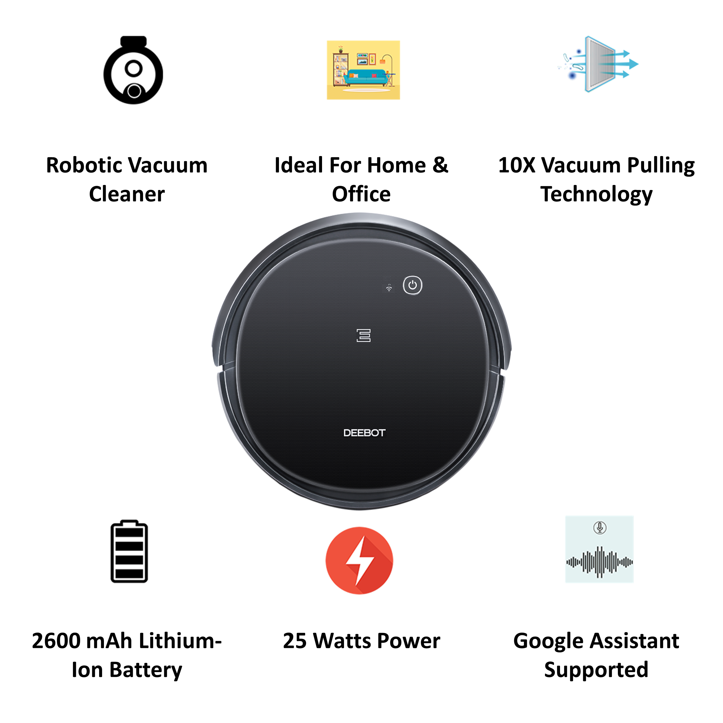 ecovacs deebot 25 watts robotic vacuum cleaner