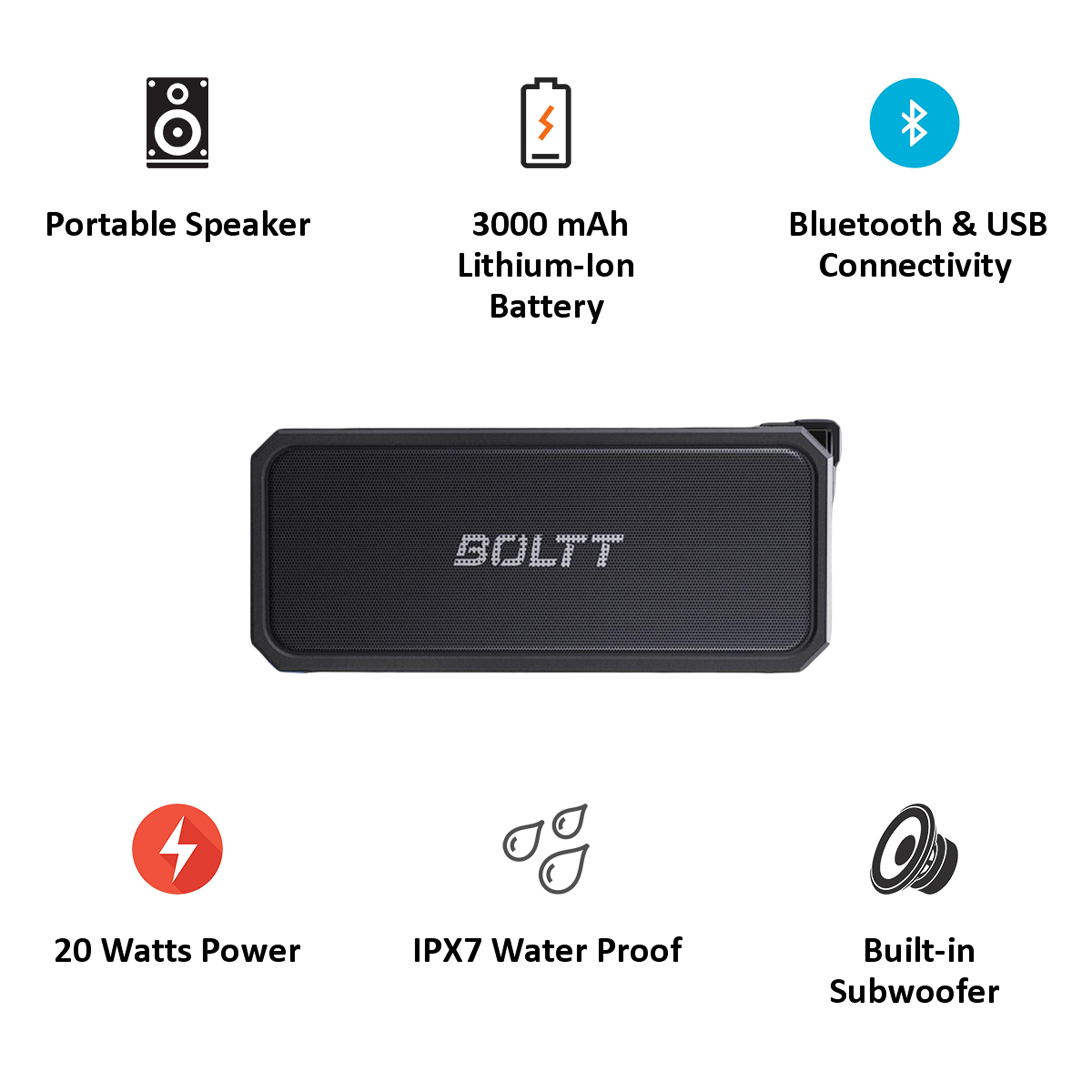 Fire-Boltt Xplode 20 Watts Portable Bluetooth Speaker (IPX7 Waterproof, BS1300, Black)_3