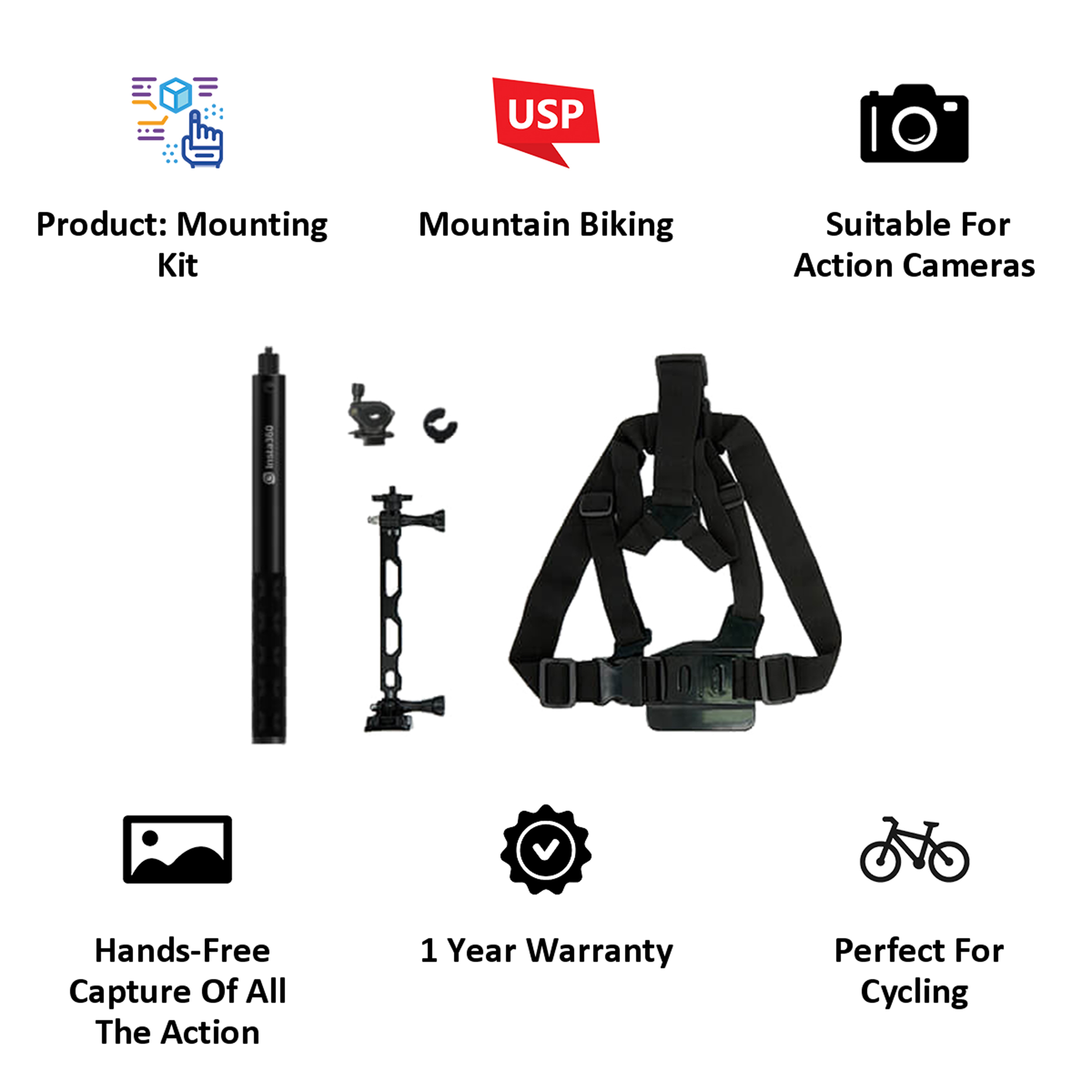 Insta360 Bike Bundle for One X2, One R, Go 2 (Perfect for Cycling, Mountain Biking, IN.00000001.11, Black)_2