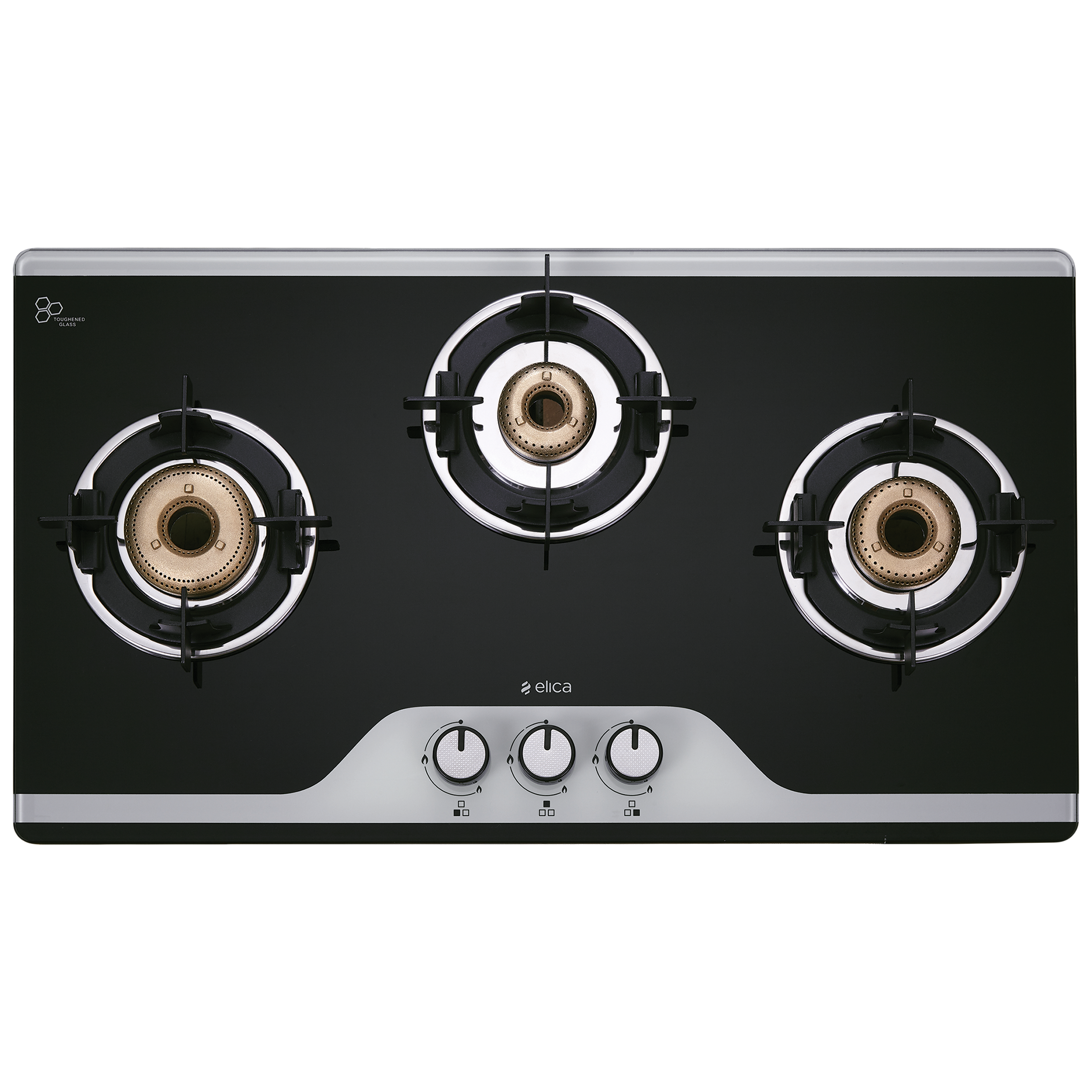 Elica 3 Burner Glass Gas Stove (Double Drip Tray, 773 CT DT Vetro(TKN DT), Black/Silver)_1