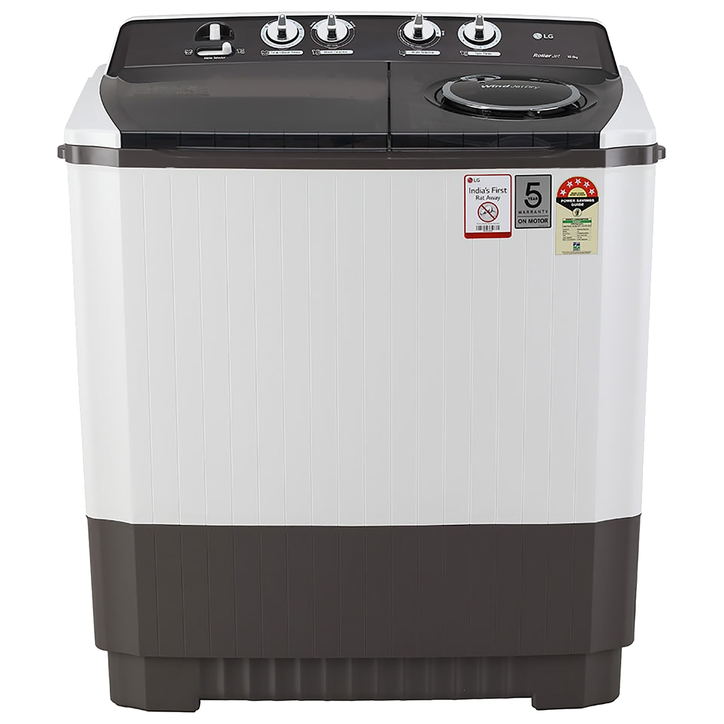 LG 10 Kg 5 Star Semi-Automatic Top Loading Washing Machine (ADGQEIL, Grey/White)_1