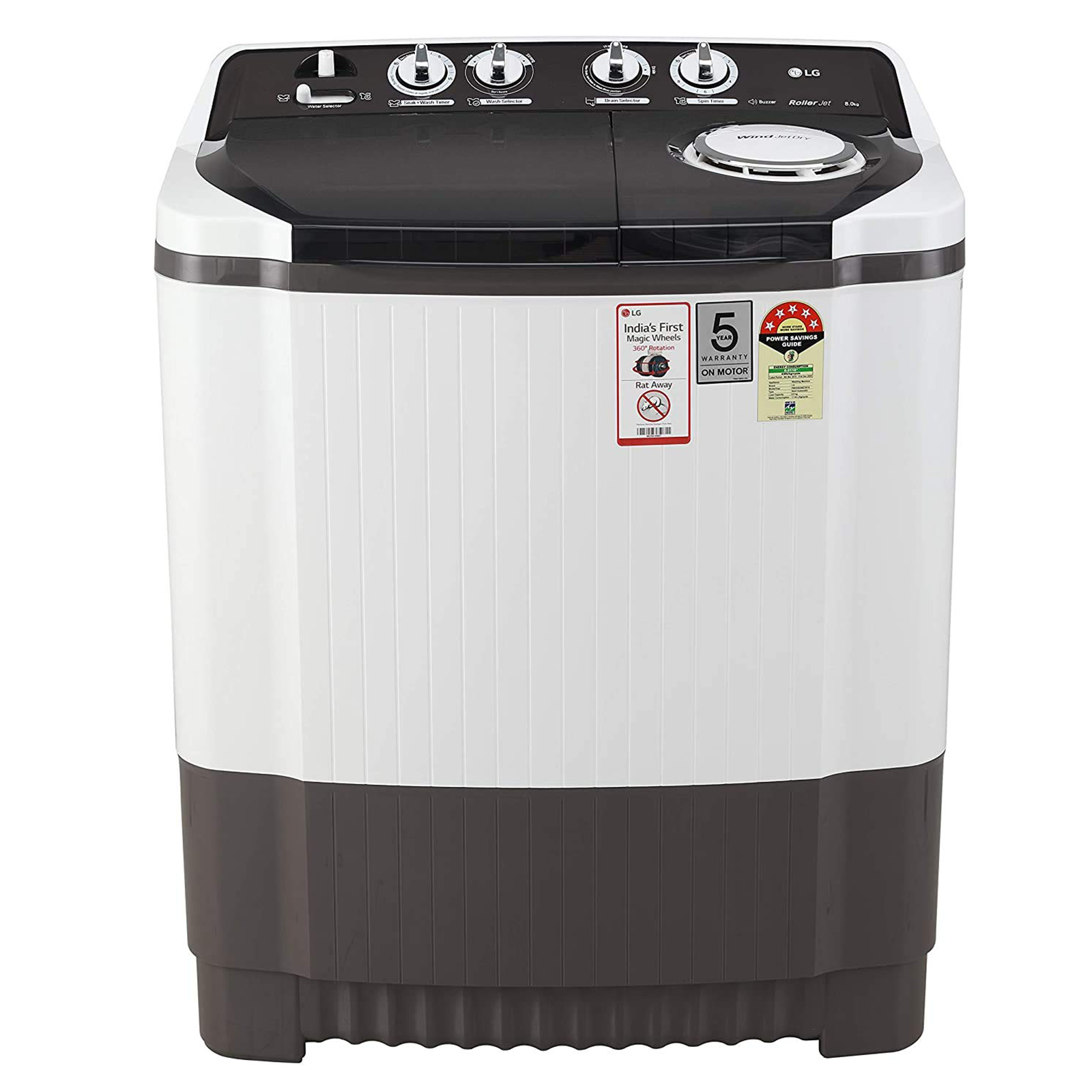 LG 8 Kg 5 Star Semi-Automatic Top Loading Washing Machine (P8035SGMZ, Dark Grey)_1