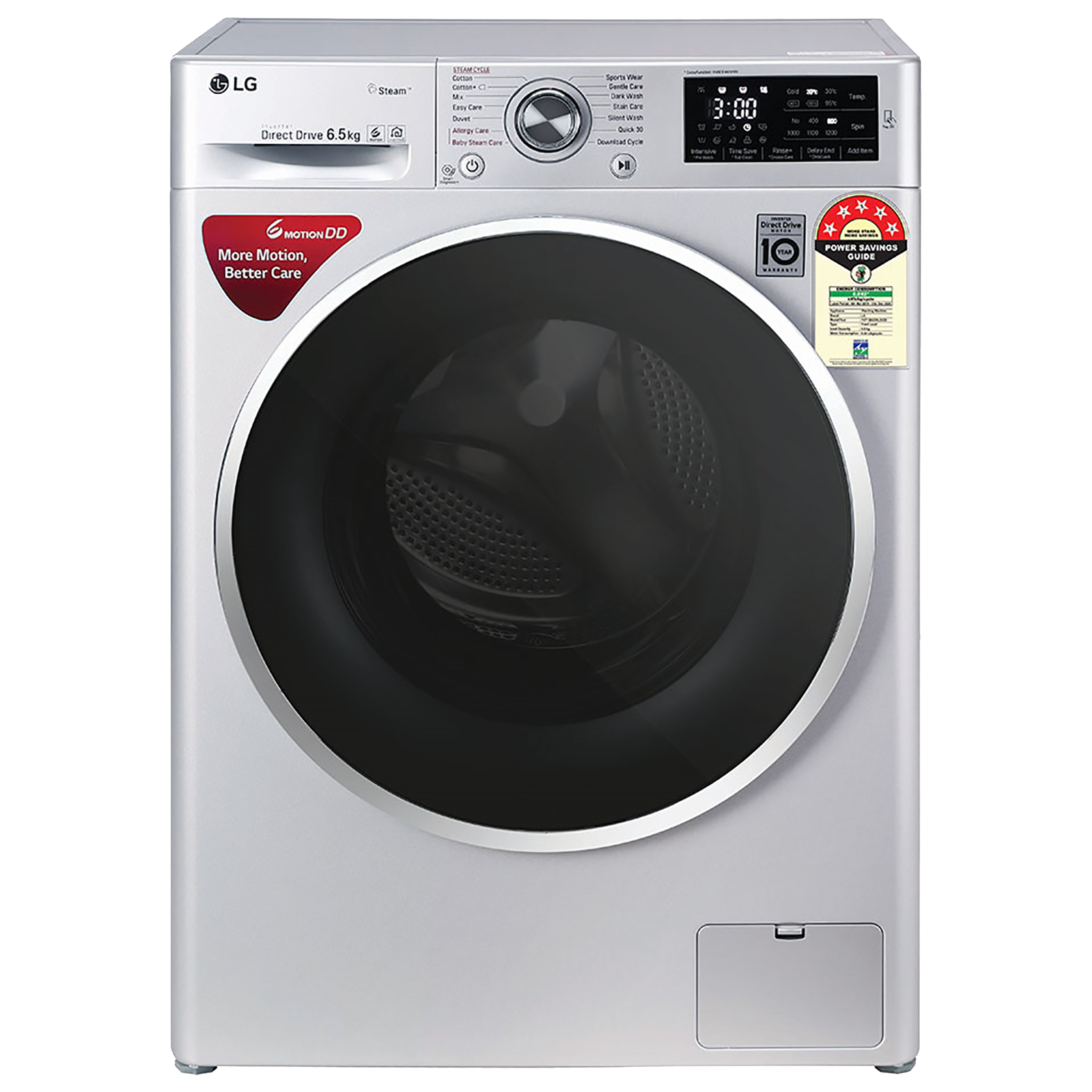 LG 6.5 Kg 5 Star Fully Automatic Front Loading Washing Machine (FHT1265ZNL.ALSQEIL, Luxury Silver)_1
