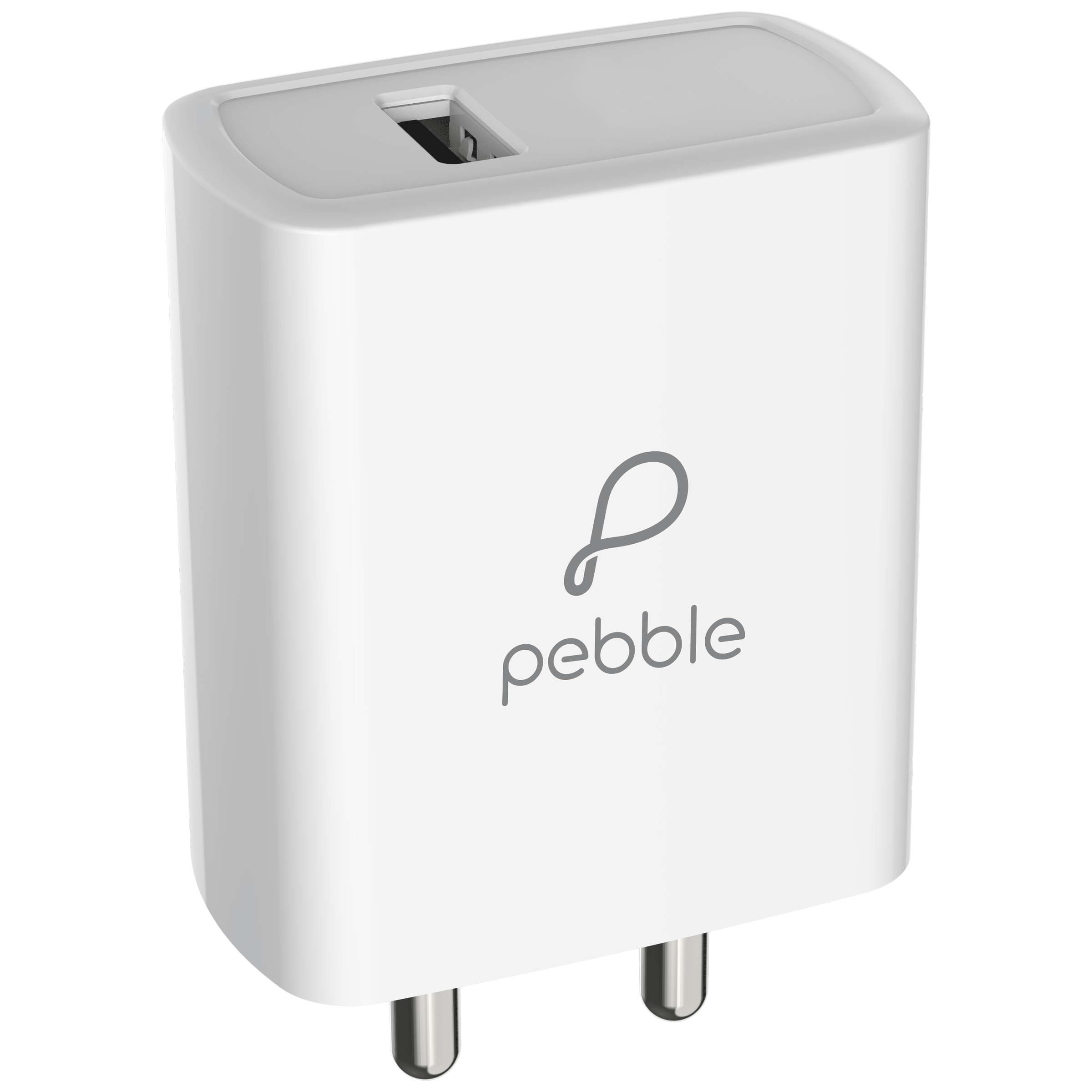 

Pebble 18 Watts/3 Amps 1-Port USB Wall Charging Adapter with Cable (10 Way Circuit Protection, PWC13, White), No color