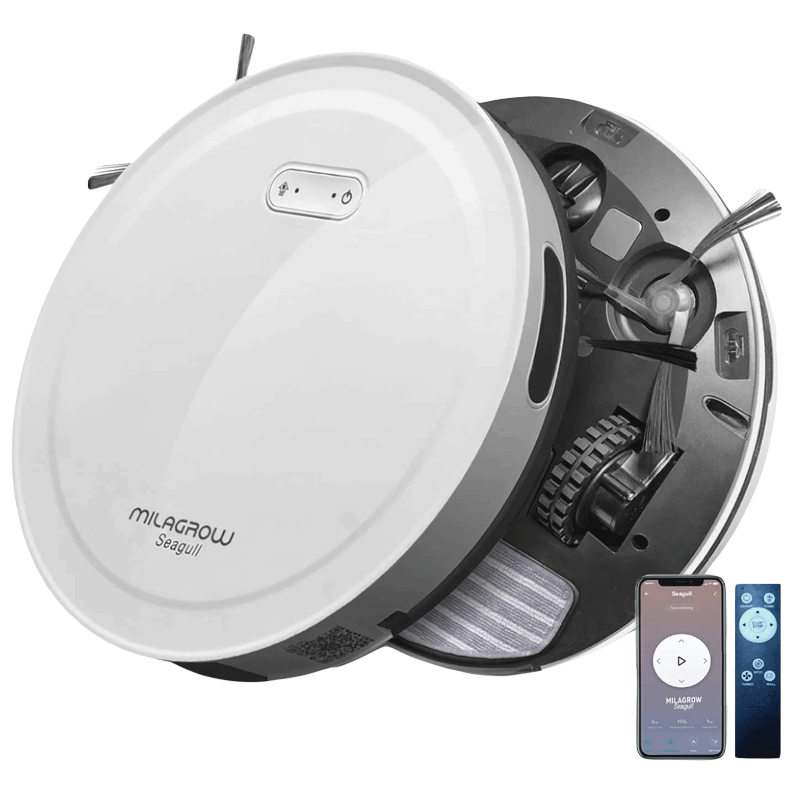 

Milagrow Seagull Agua 30 Watts Robotic Vacuum Cleaner (0.55 Litres Tank, White), No color