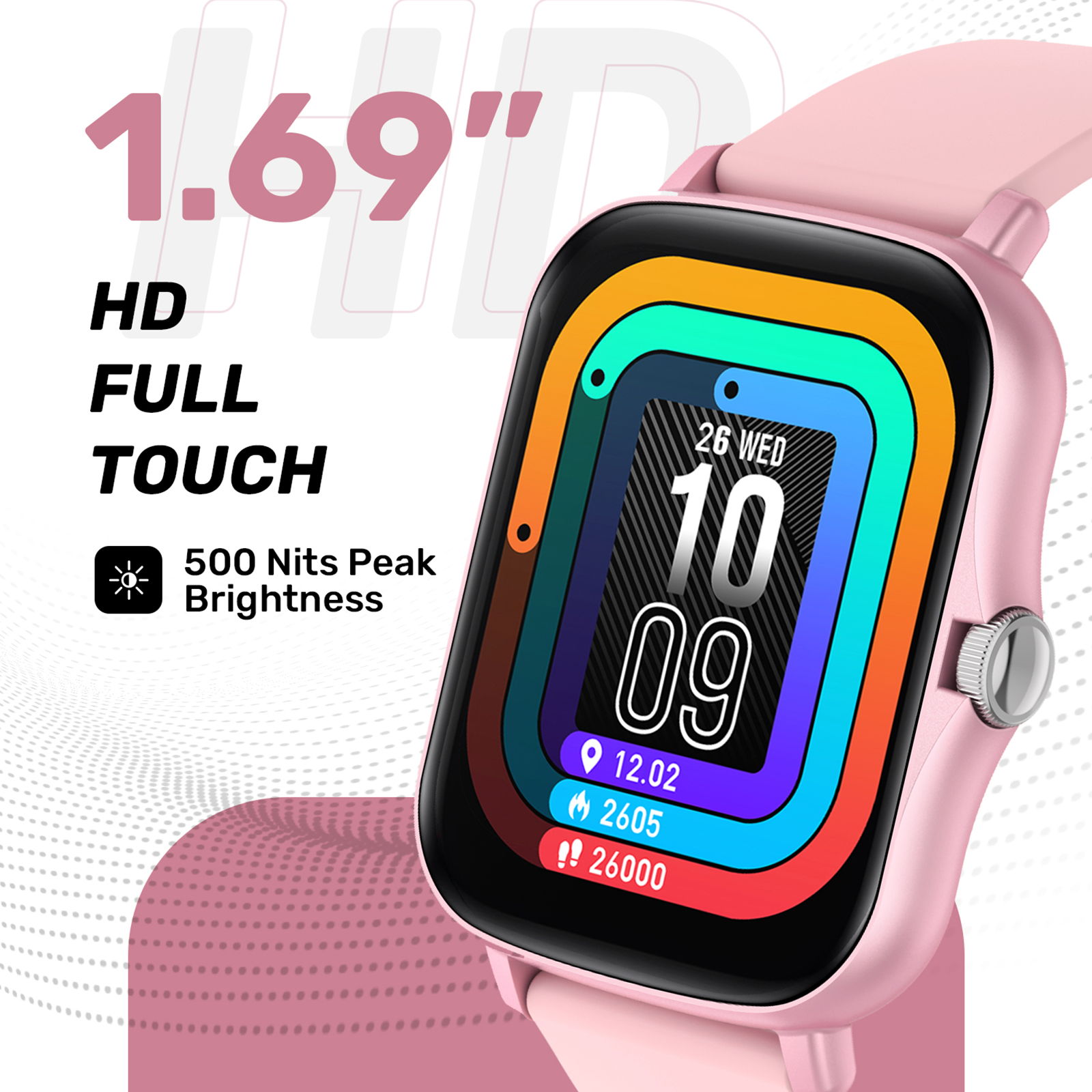 Buy Fire-Boltt Visionary BSW046 Smartwatch with Bluetooth Calling (45mm  AMOLED Display, IP68 Water Resistant, Pink Strap) Online – Croma
